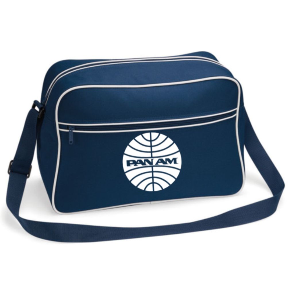Navy blue bag with Pan Am logo on a white background