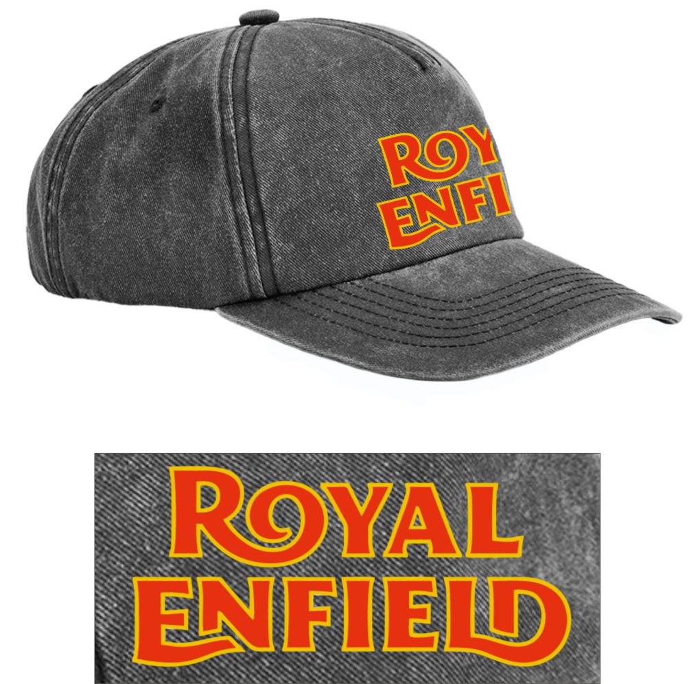 Gray cap with 'Royal Enfield' logo on a white background