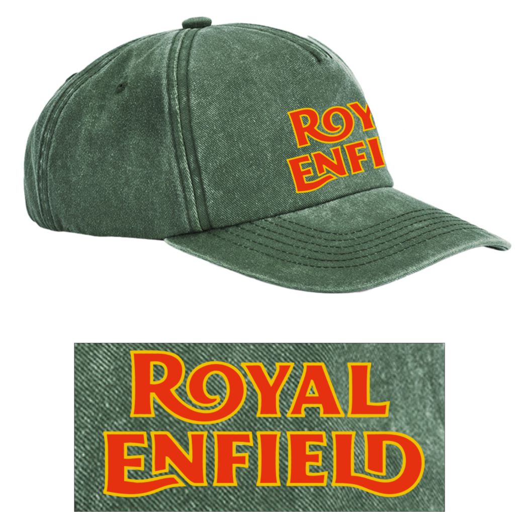 Green cap with 'Royal Enfield' logo on a white background