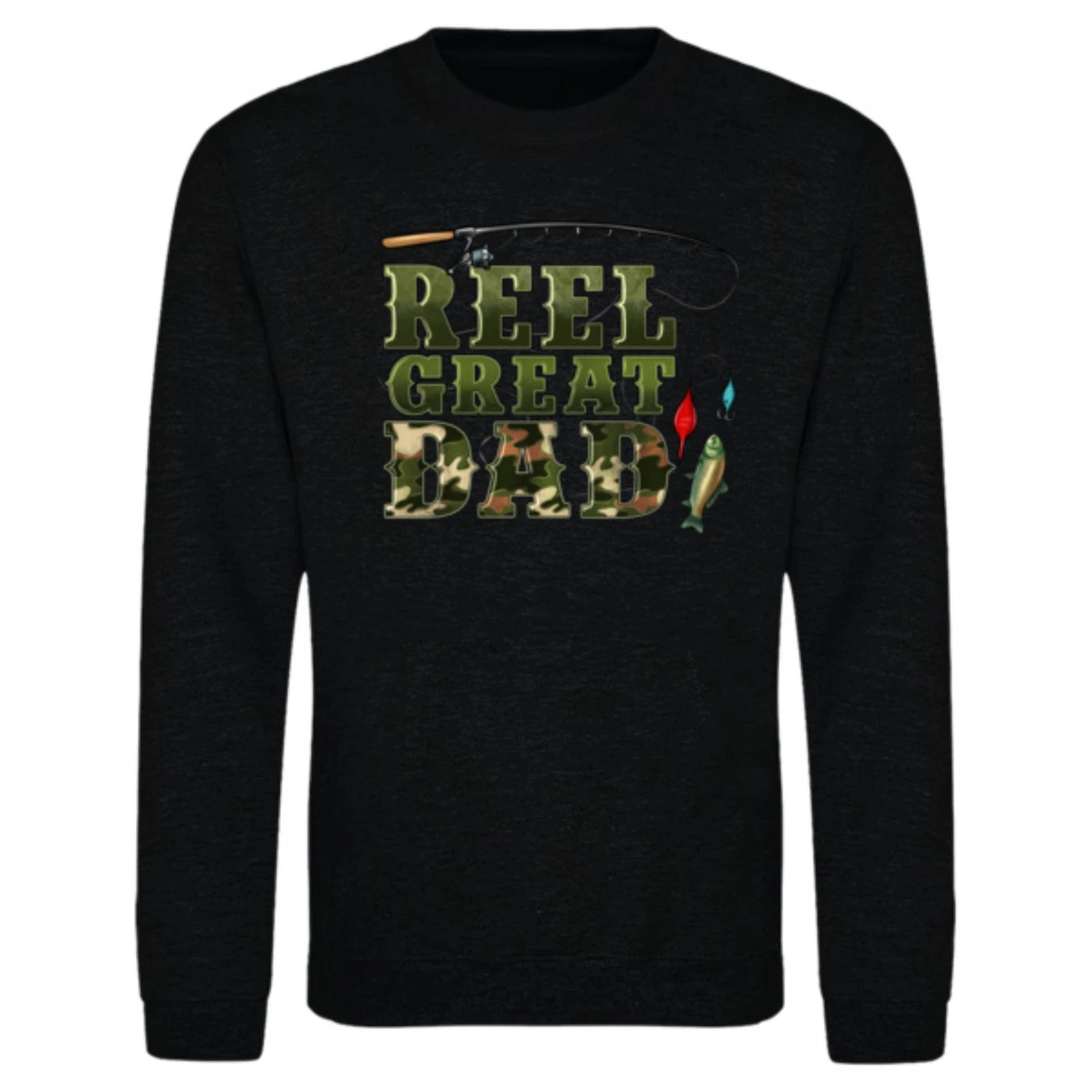 Funny Humorous Fishing Angling 'Reel Great Dad' Text Premium Quality Sweatshirt