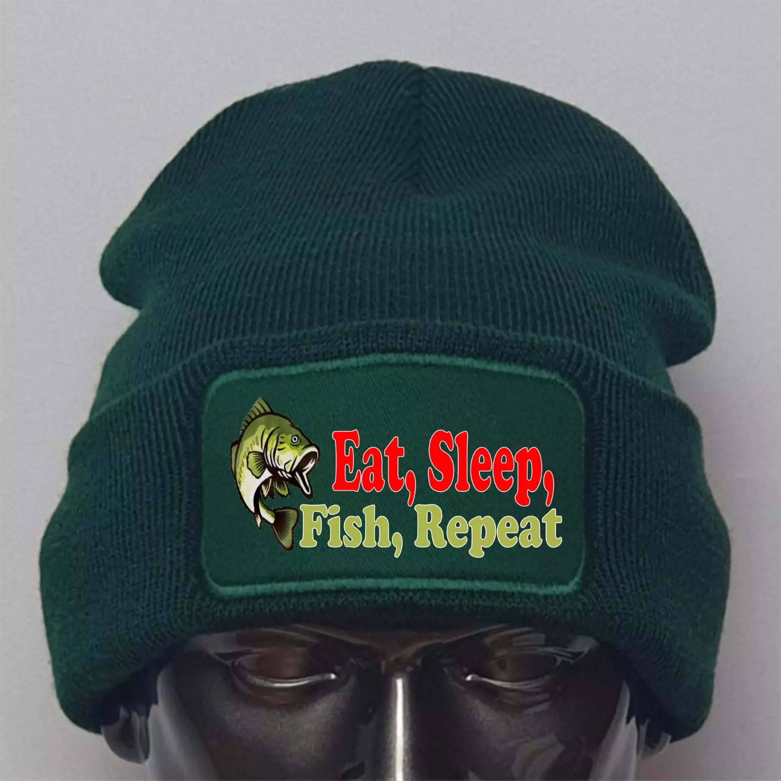 Humorous Funny Fishing Angling Eat Sleep Fish Repeat Premium Quality Beanie Hat