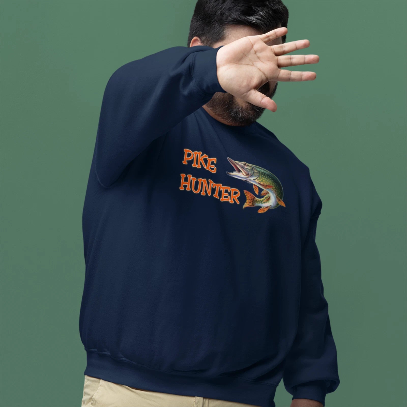 Funny Humorous Fishing Angling 'Pike Hunter' Text Premium Quality Sweatshirt