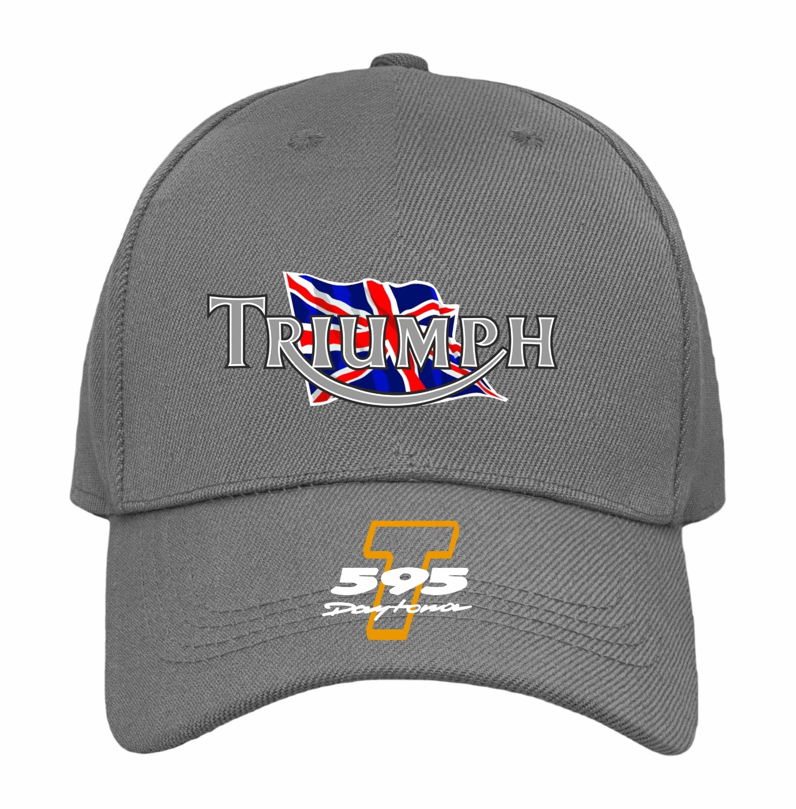 Gray cap with Triumph logo and Union Jack design on a white background