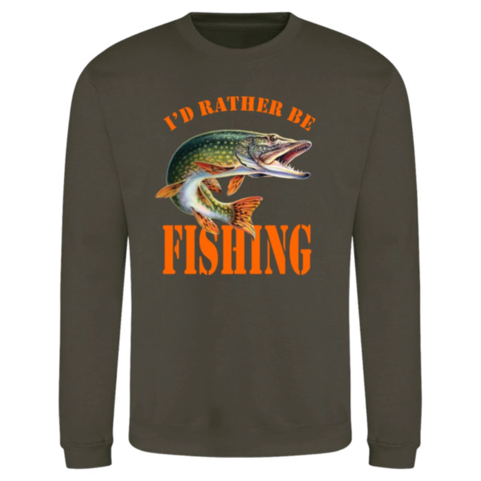 Funny Humorous Fishing Angling 'Id Rather Be Fishing' Premium Quality Sweatshirt