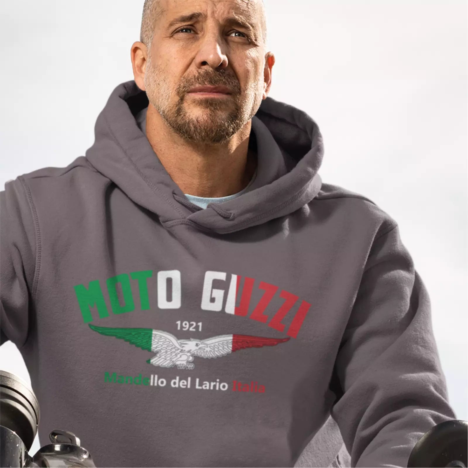 Retro Vintage Moto Guzzi Flag Colours Motorcycle Biker Premium Hooded Sweatshirt