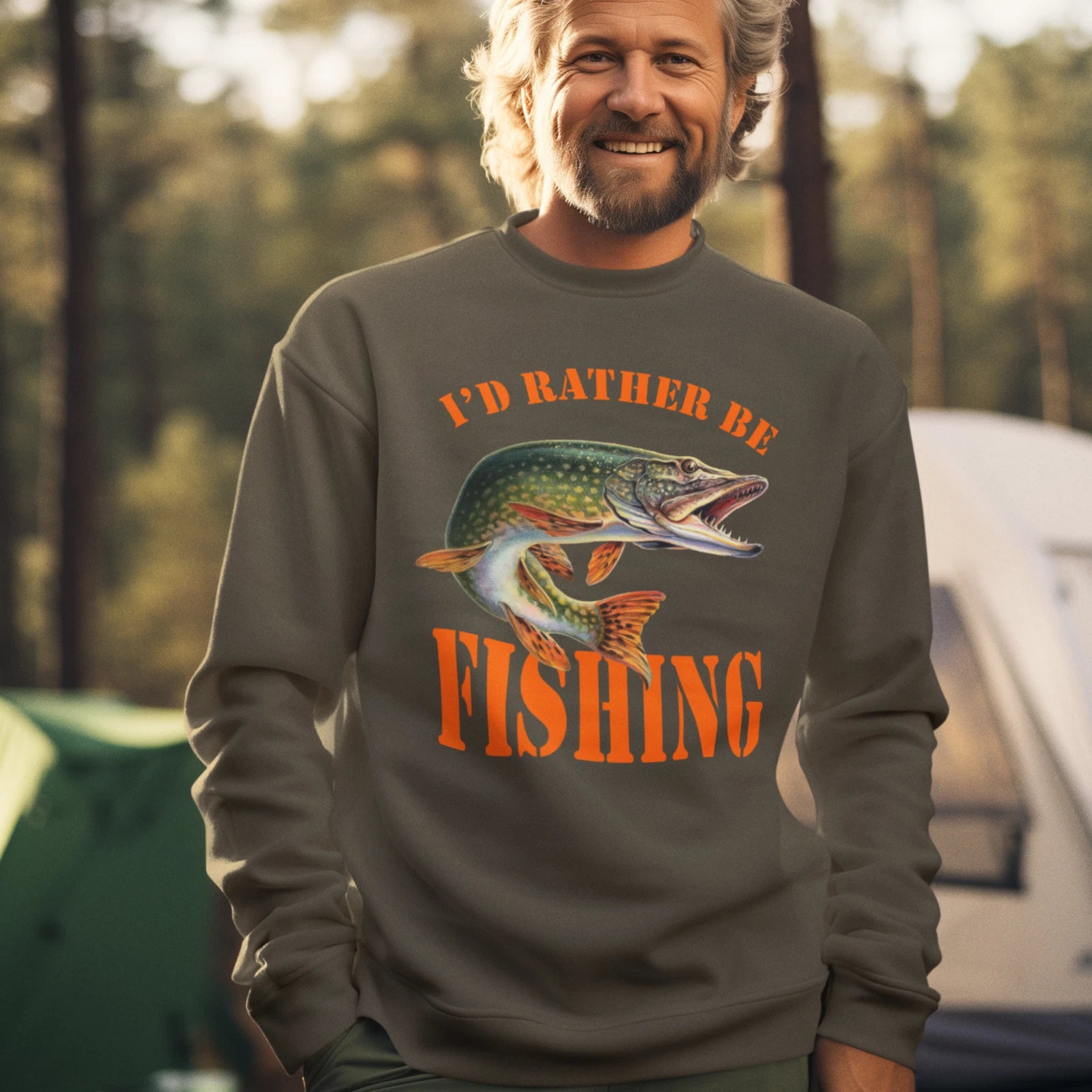 Funny Humorous Fishing Angling 'Id Rather Be Fishing' Premium Quality Sweatshirt