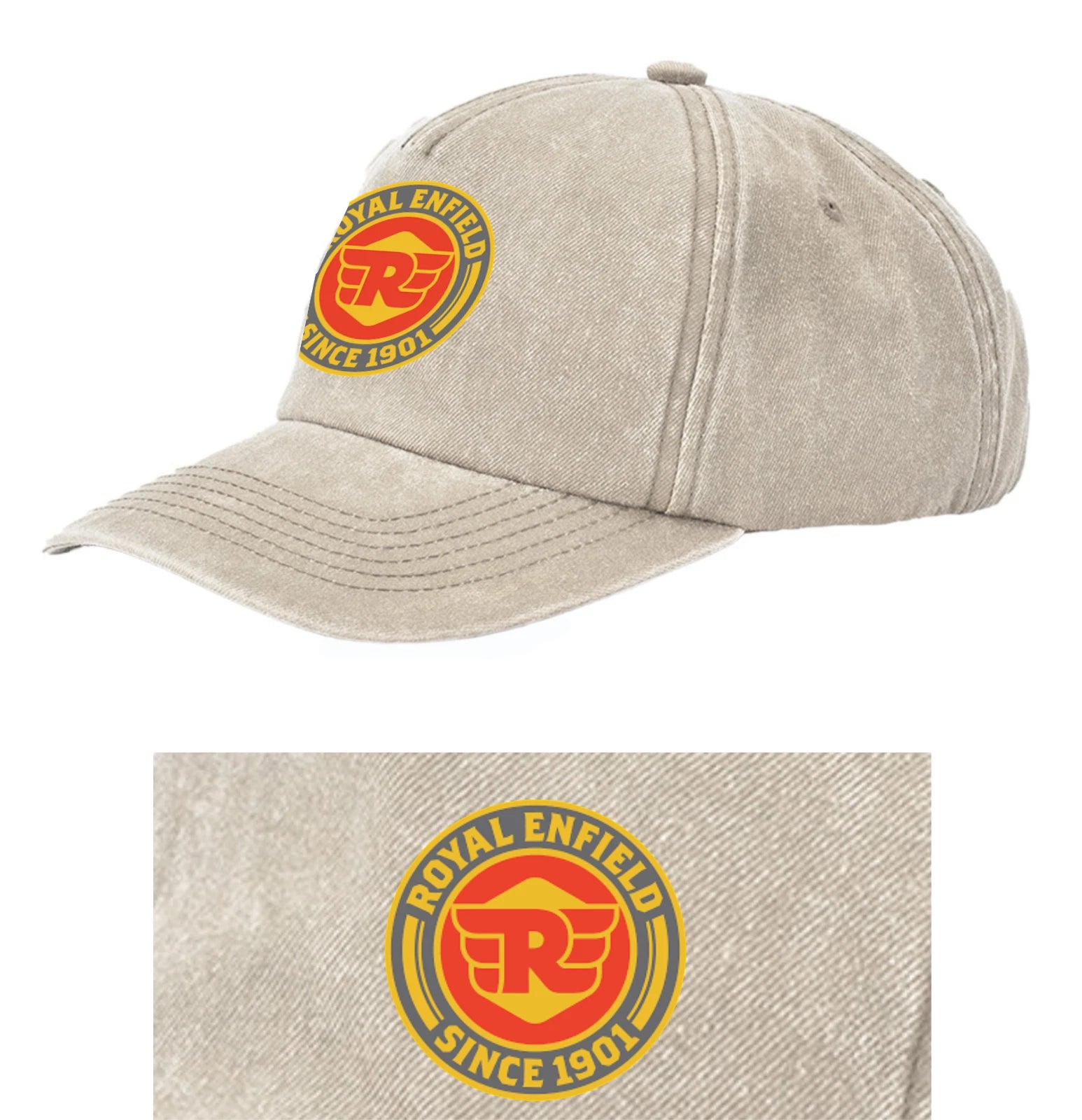 Retro Classic Royal Enfield Motorcycle Logo Relaxed 5 Panel Vintage Baseball Cap