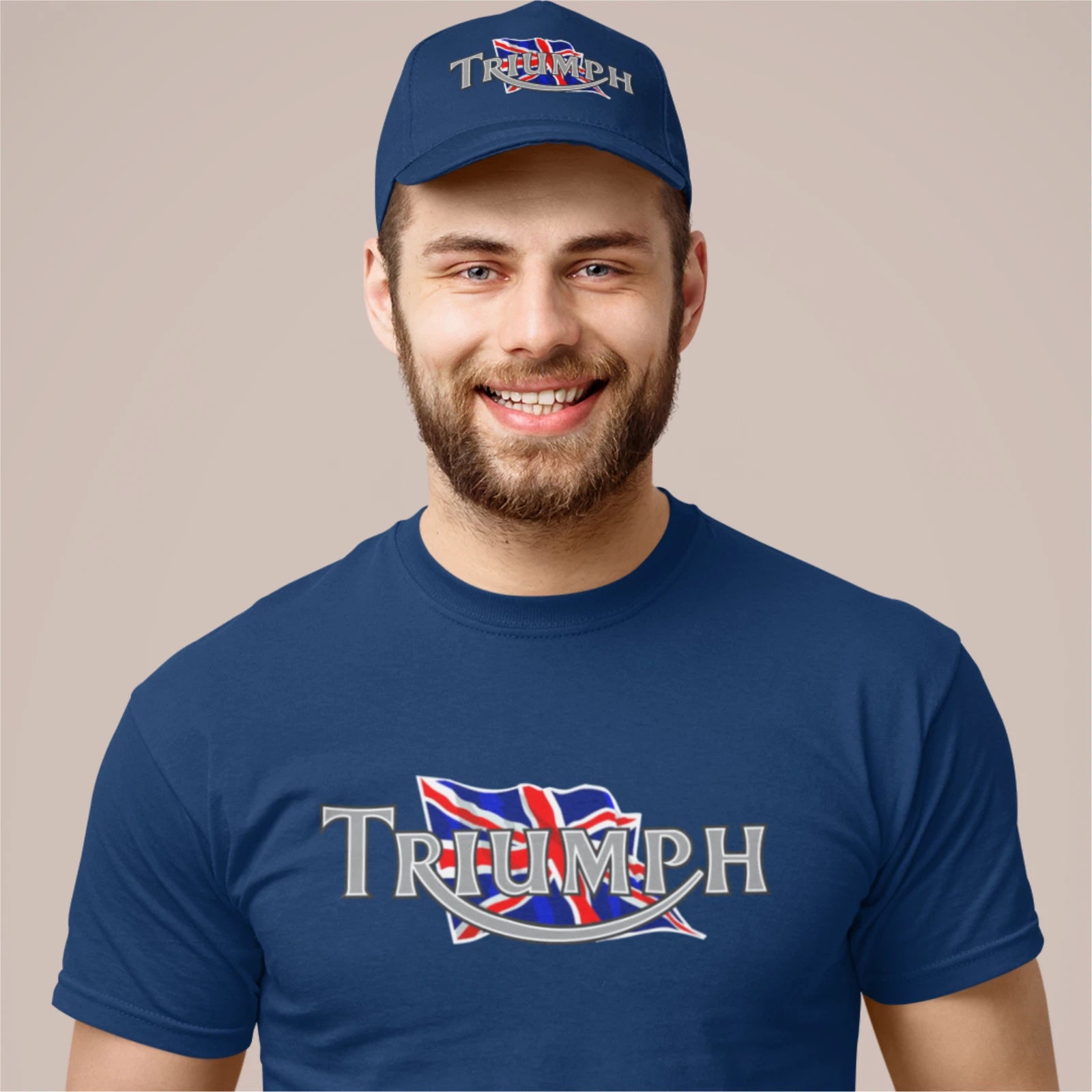 SAVE £10! Retro T-shirt & Baseball Cap Triumph Motorcycle Logo Premium Combo