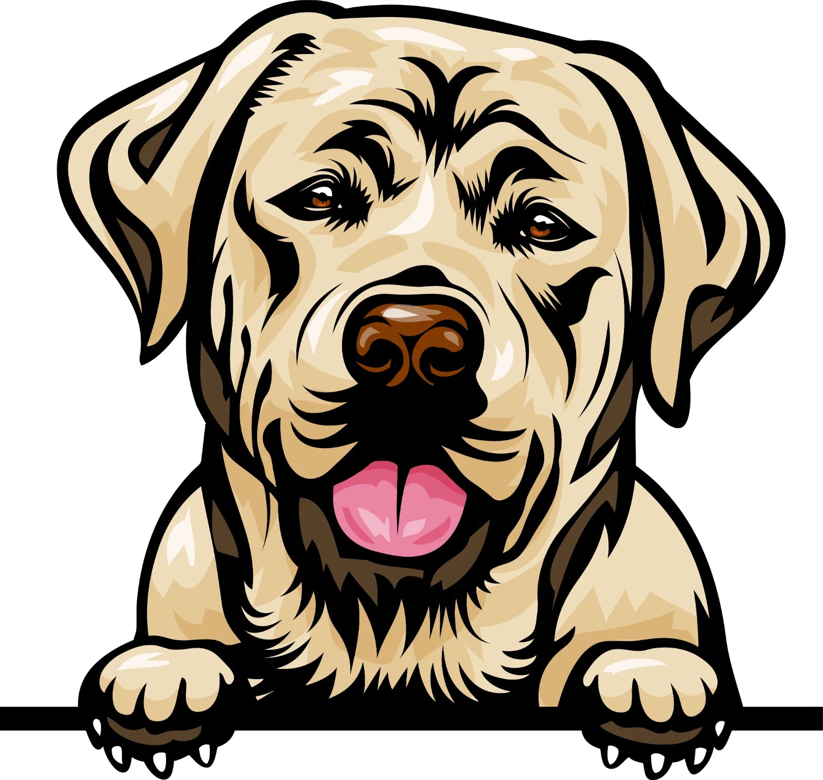 Illustration of a dog with a happy expression on a white background