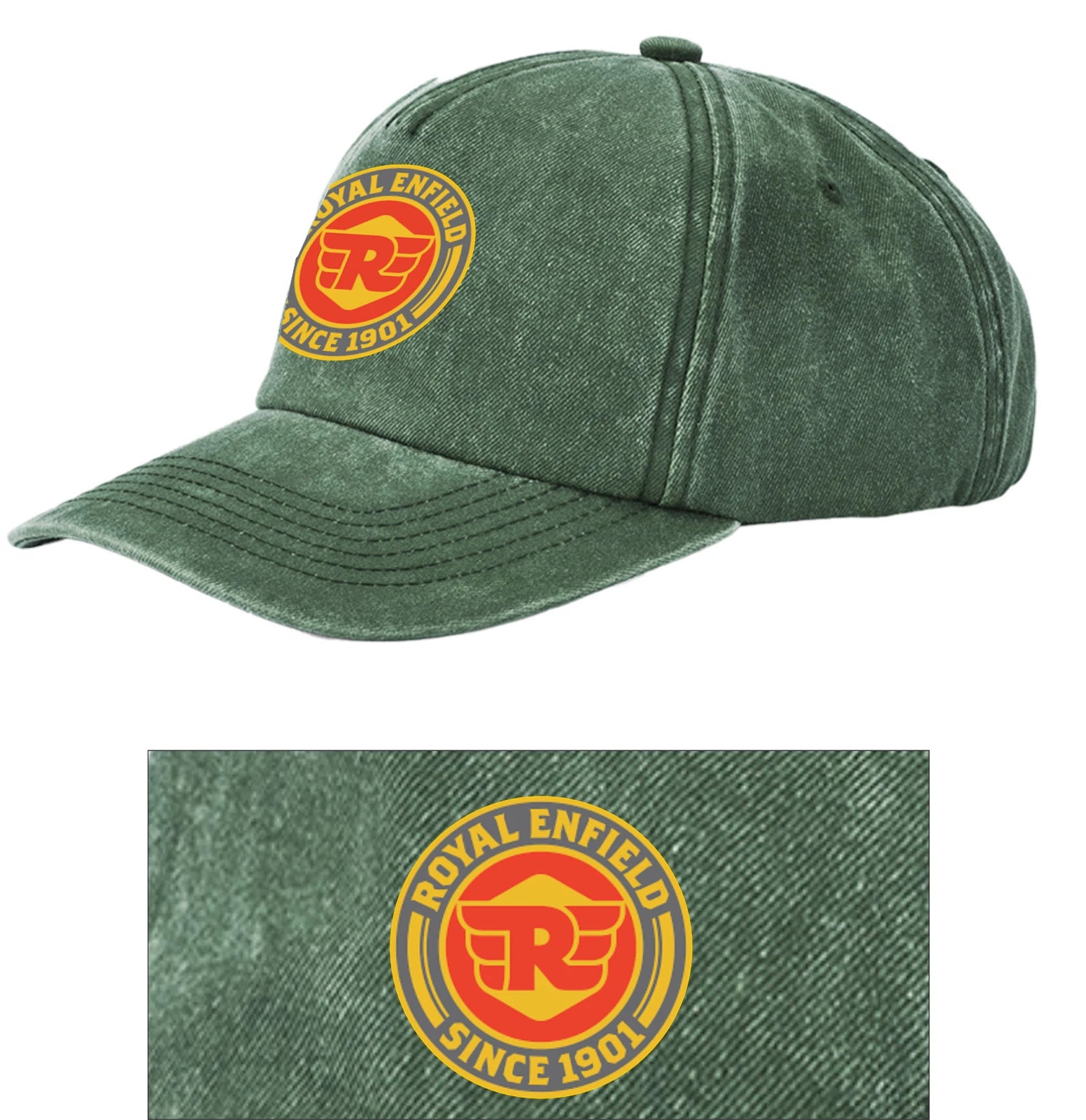 Retro Classic Royal Enfield Motorcycle Logo Relaxed 5 Panel Vintage Baseball Cap