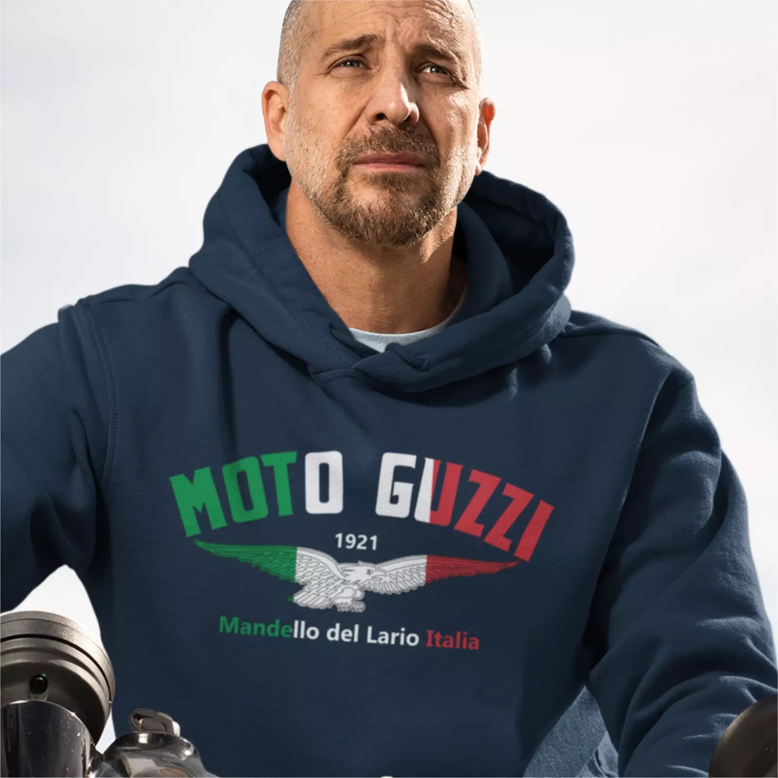 Retro Vintage Moto Guzzi Flag Colours Motorcycle Biker Premium Hooded Sweatshirt