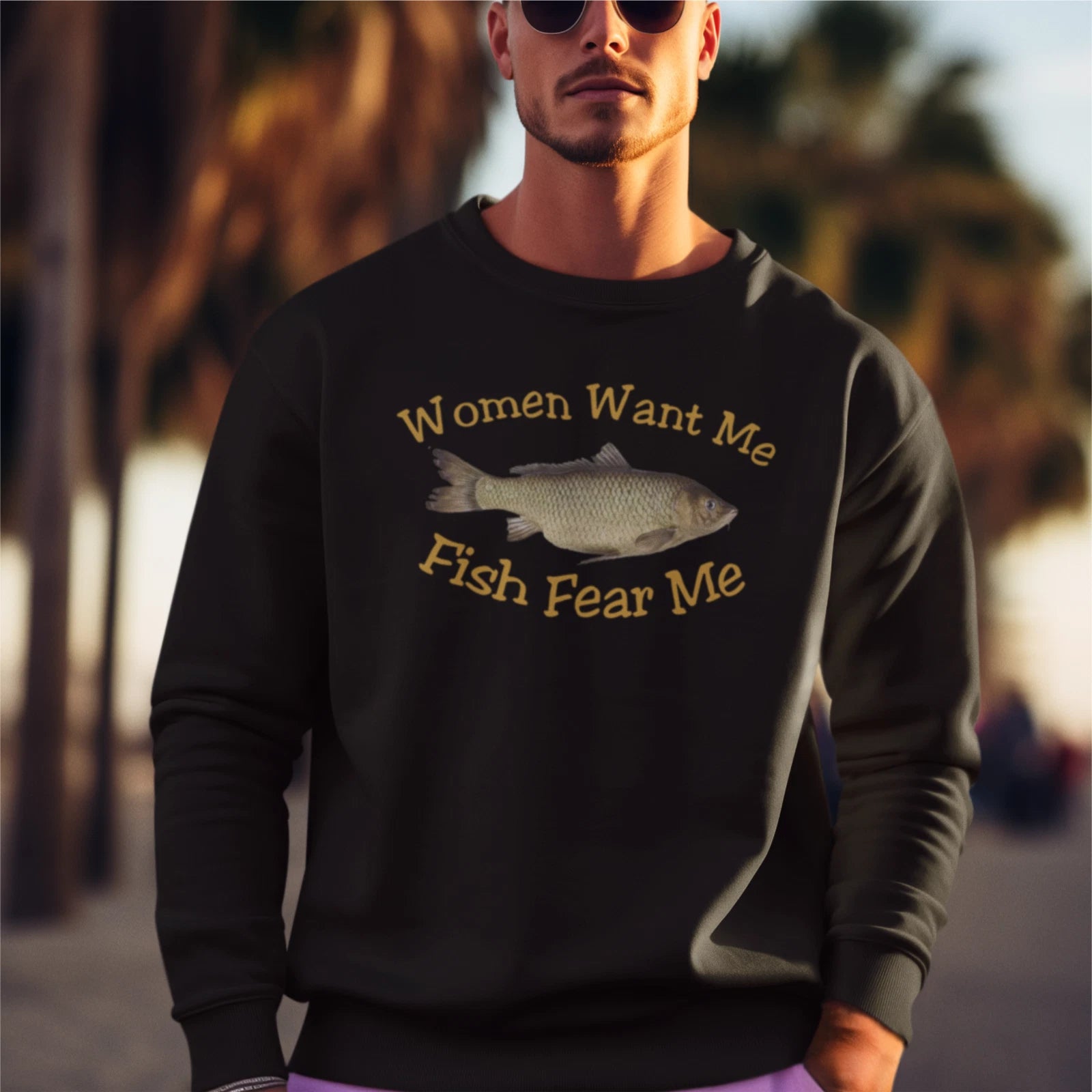 Funny Humorous Fishing Angling 'Women Want Me' Text Premium Quality Sweatshirt