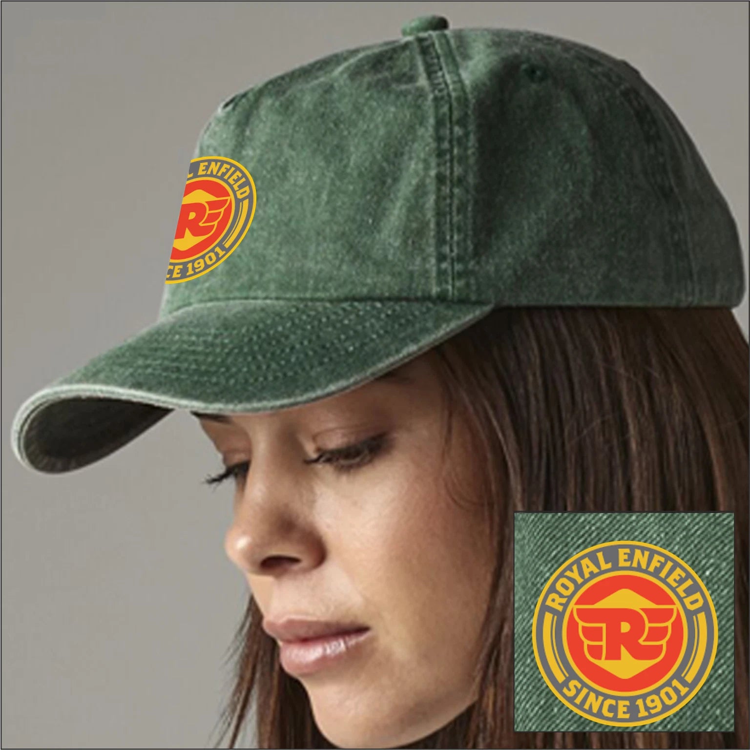 Retro Classic Royal Enfield Motorcycle Logo Relaxed 5 Panel Vintage Baseball Cap