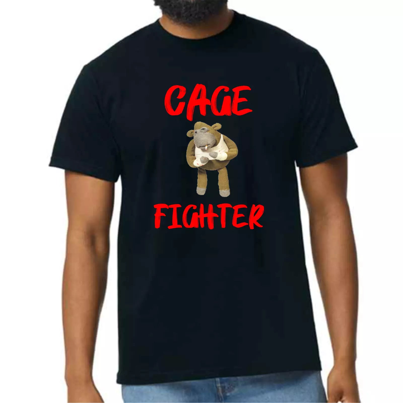 Funny Humorous PG Tips Monkey Cage Fighter Premium Quality Hammer T-shirt