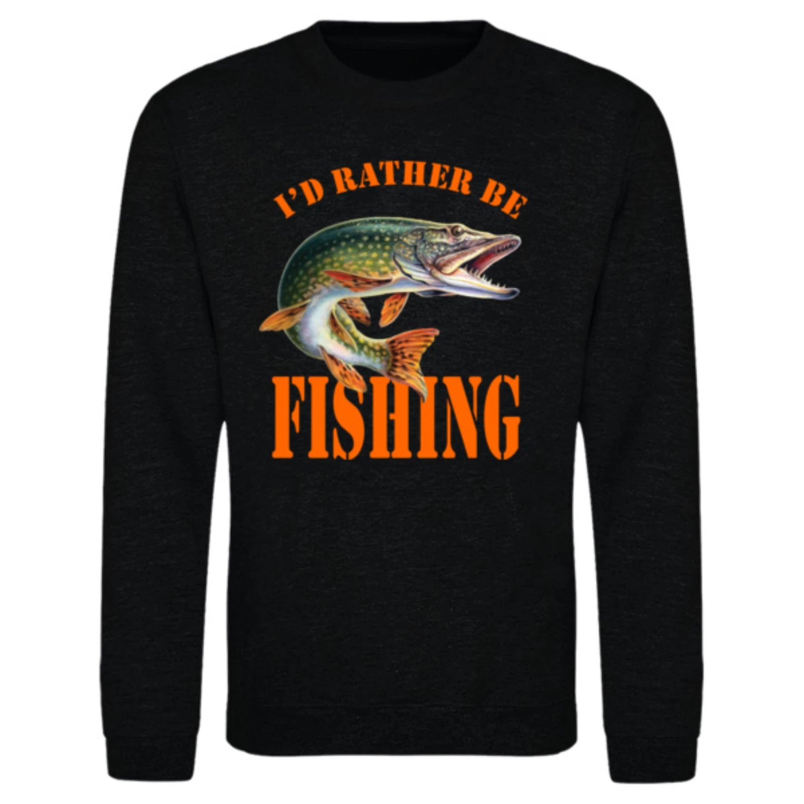 Funny Humorous Fishing Angling 'Id Rather Be Fishing' Premium Quality Sweatshirt