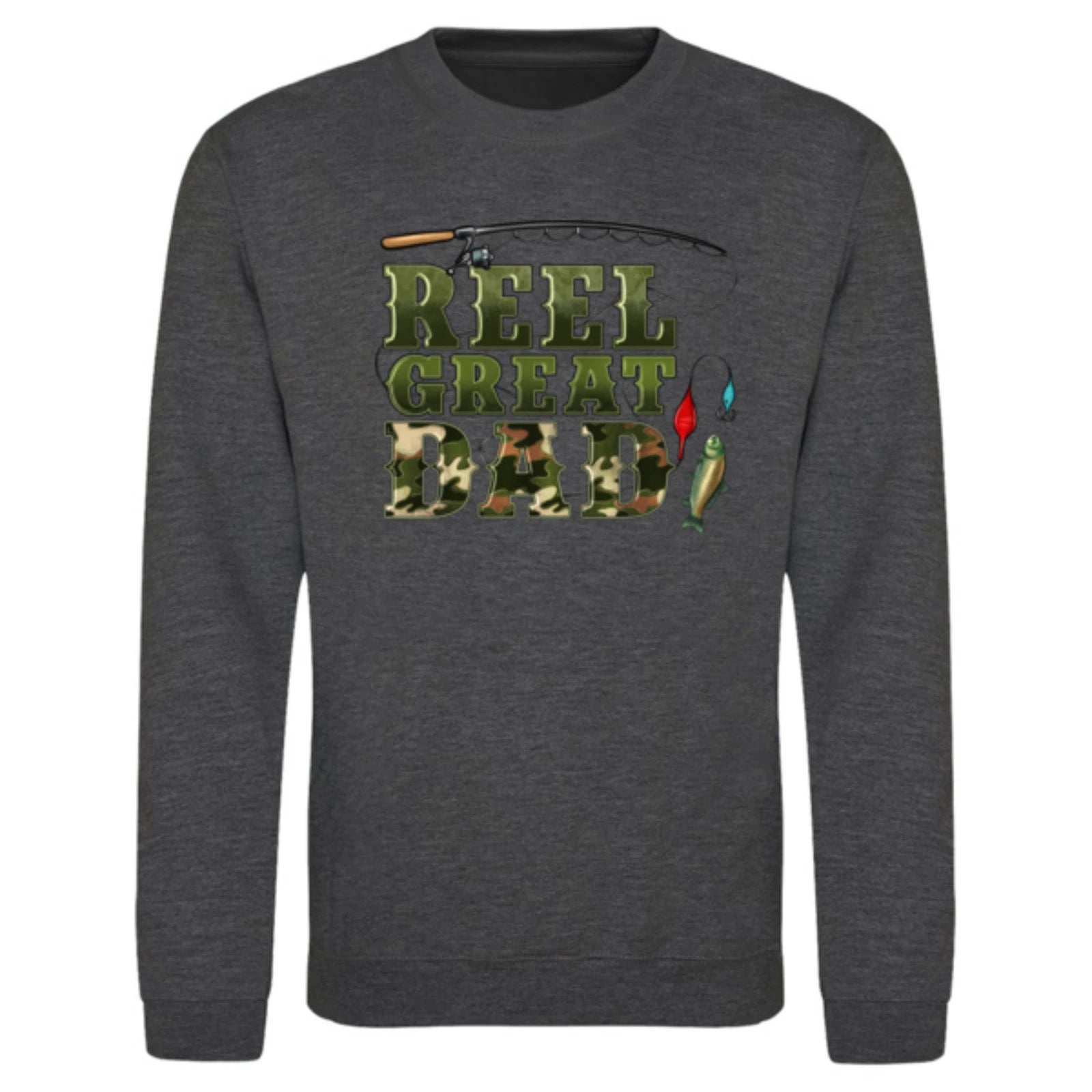 Funny Humorous Fishing Angling 'Reel Great Dad' Text Premium Quality Sweatshirt