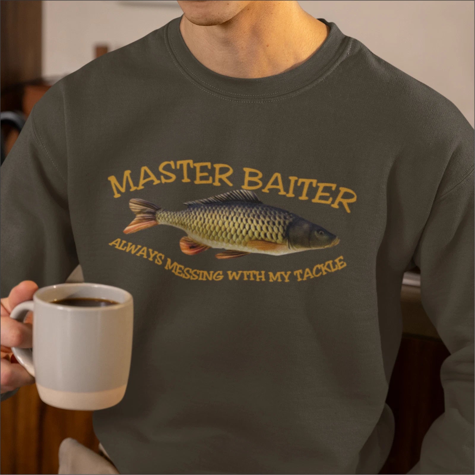 Funny Humorous Fishing Angling Master Baiter Text Premium Quality Sweatshirt