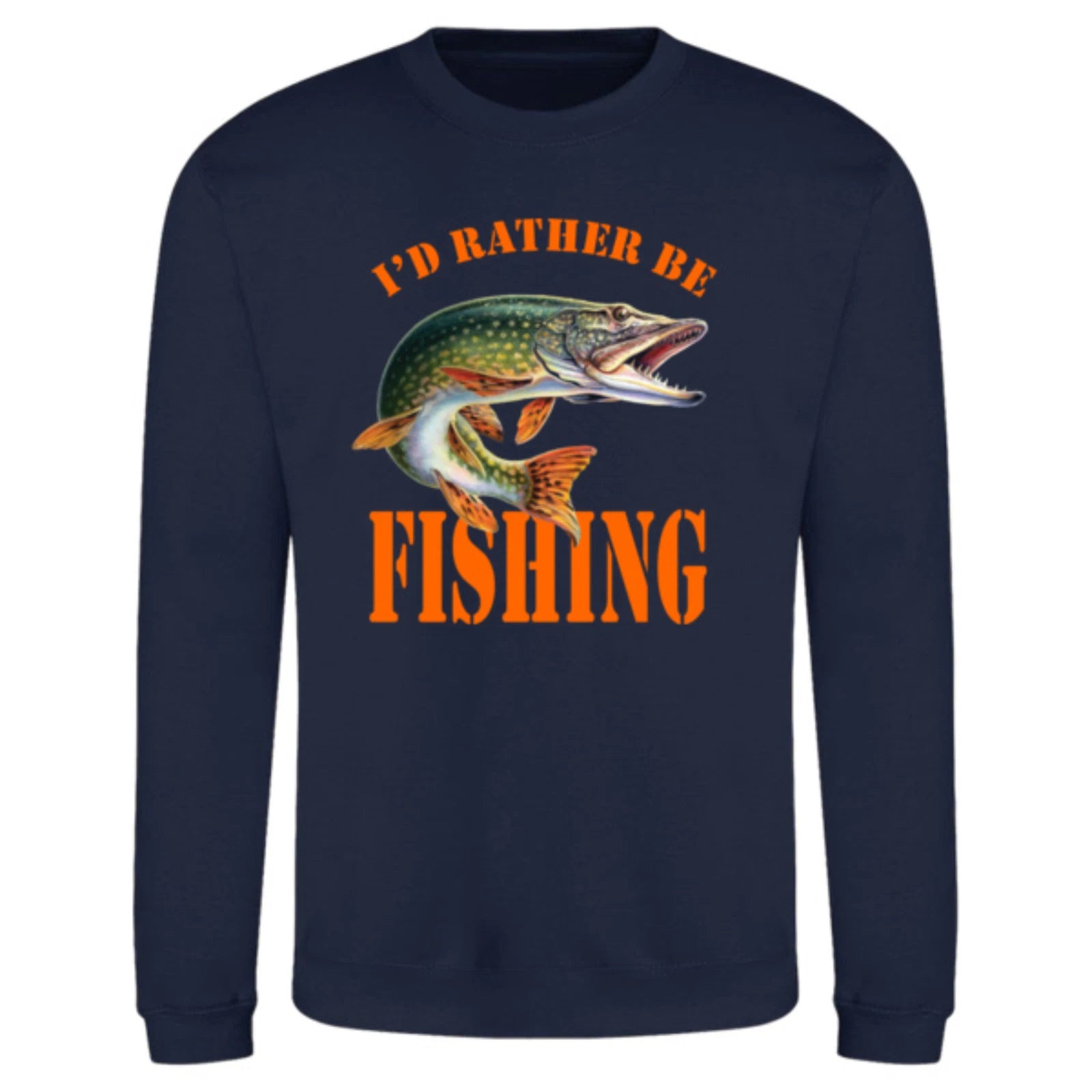 Funny Humorous Fishing Angling 'Id Rather Be Fishing' Premium Quality Sweatshirt