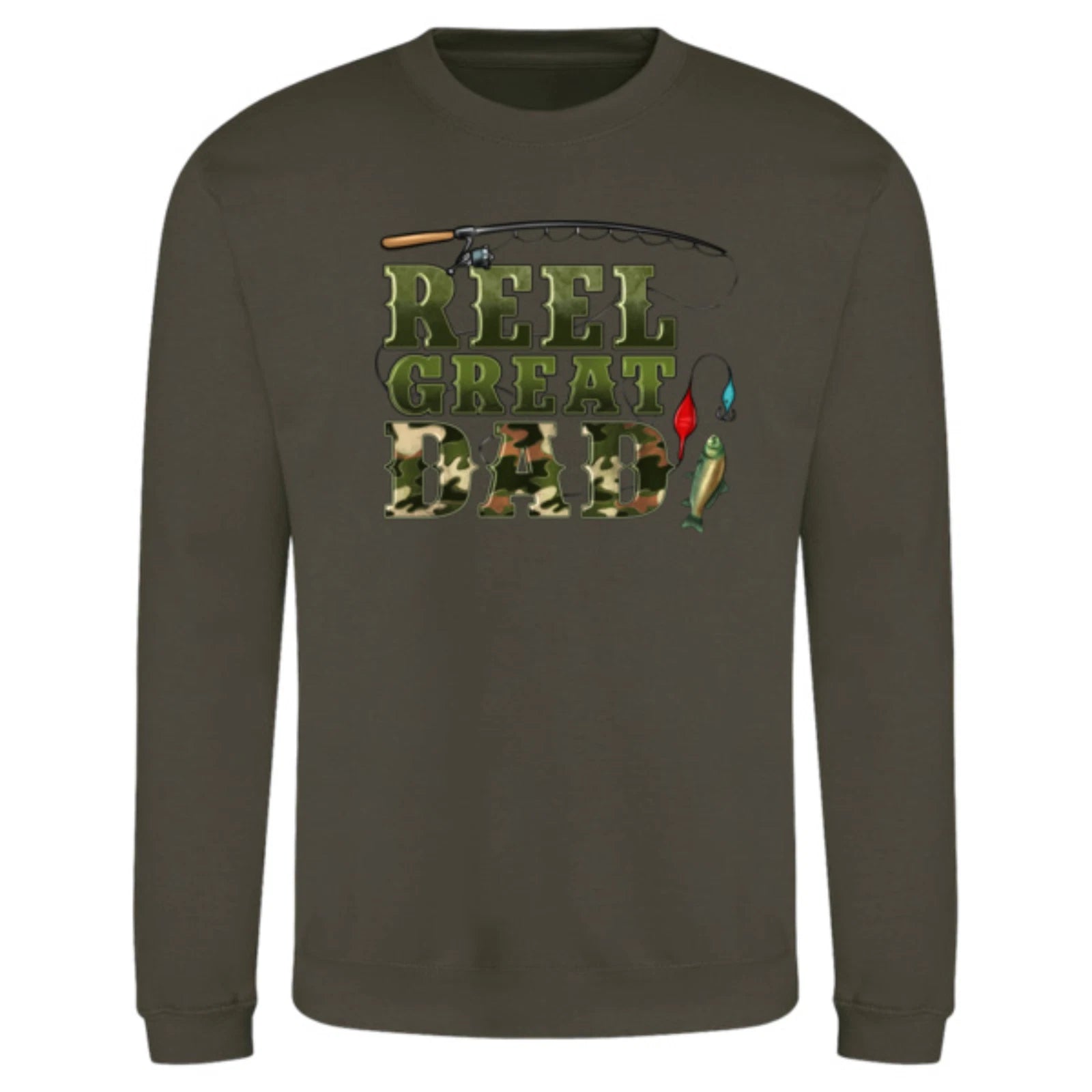 Funny Humorous Fishing Angling 'Reel Great Dad' Text Premium Quality Sweatshirt