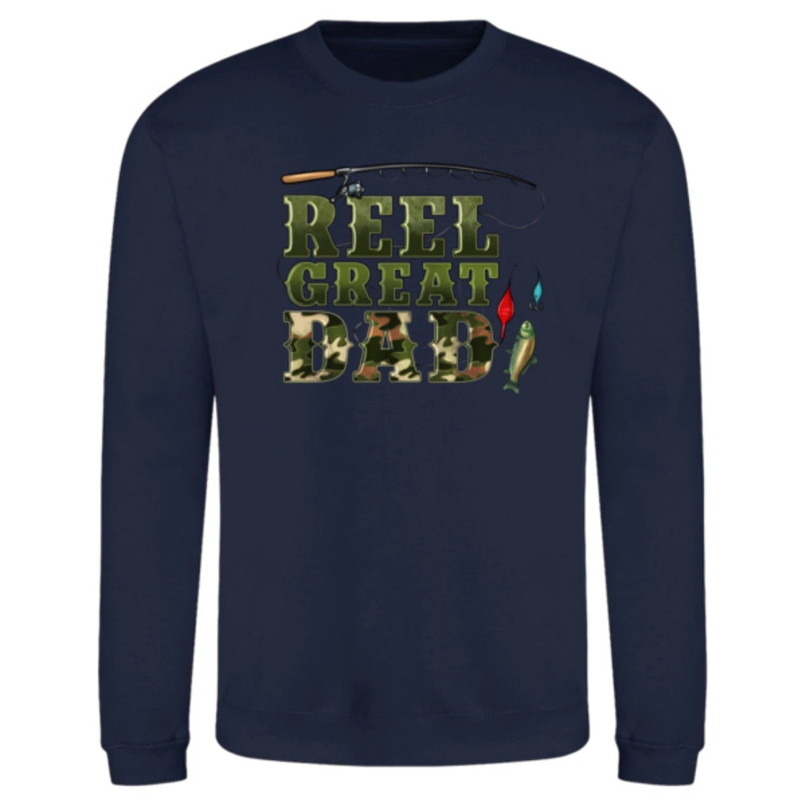Funny Humorous Fishing Angling 'Reel Great Dad' Text Premium Quality Sweatshirt