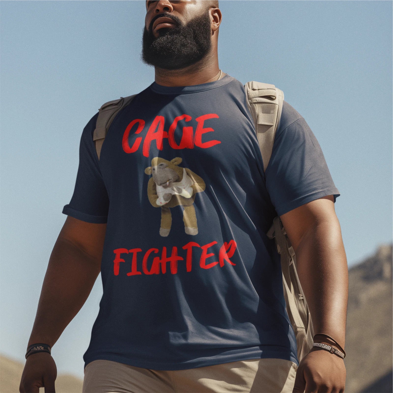 Funny Humorous PG Tips Monkey Cage Fighter Premium Quality Hammer T-shirt
