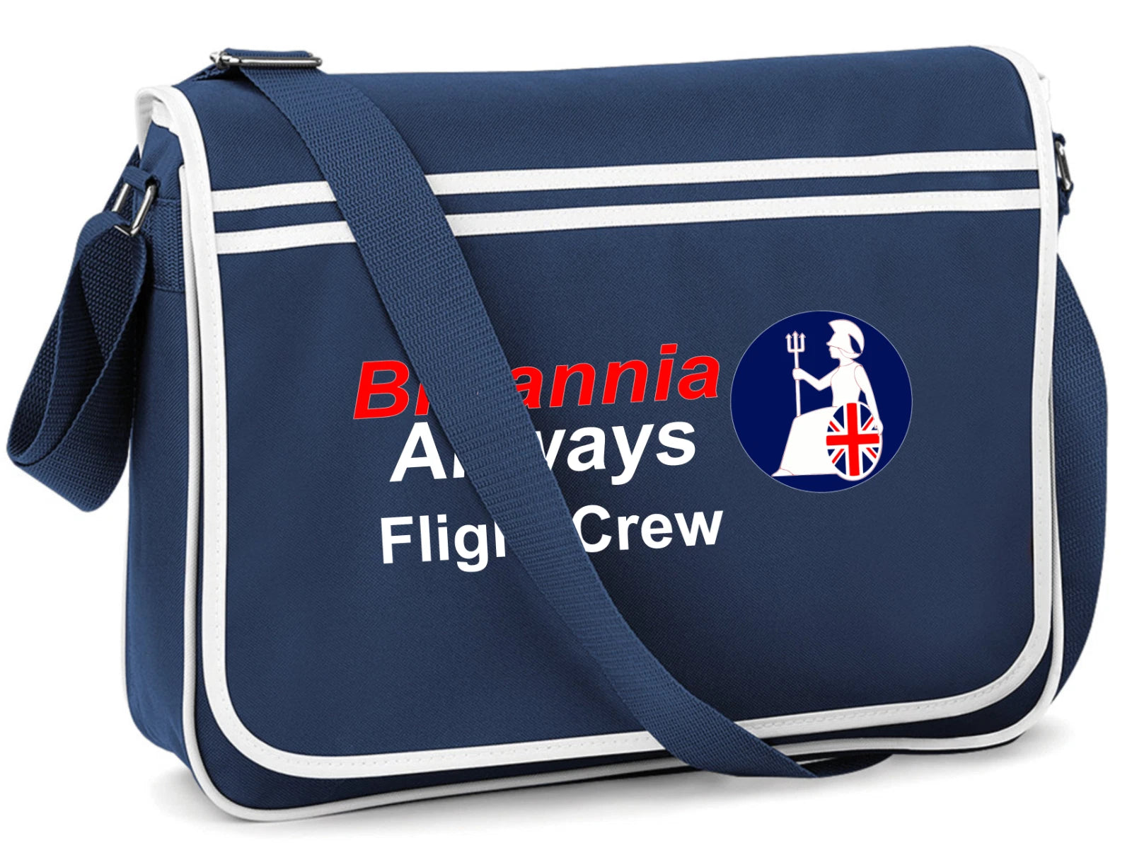 Custom Retro Vintage Britannia Airlines Crew Messenger Travel Holiday Bag