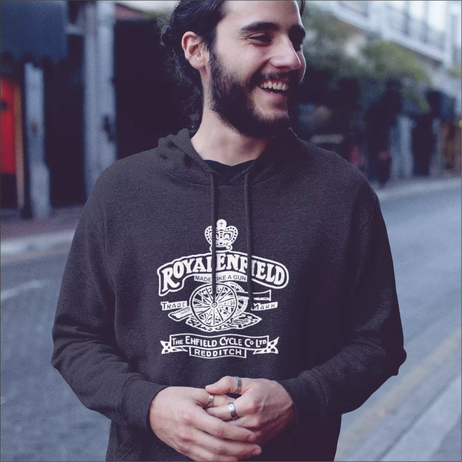 Vintage Classic Royal Enfield Gun Motorcycle Biker Premium Hooded Sweatshirt