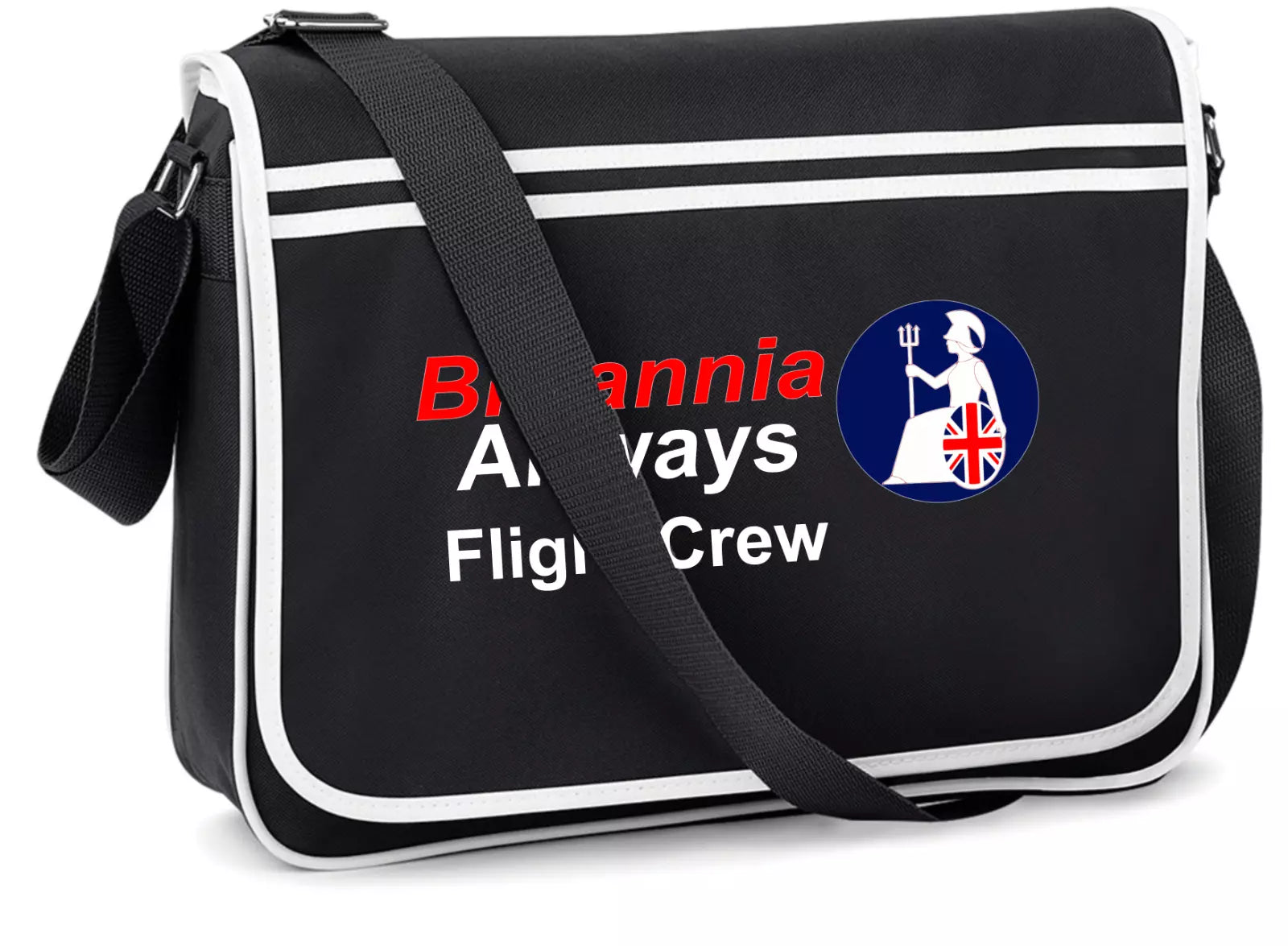 Custom Retro Vintage Britannia Airlines Crew Messenger Travel Holiday Bag