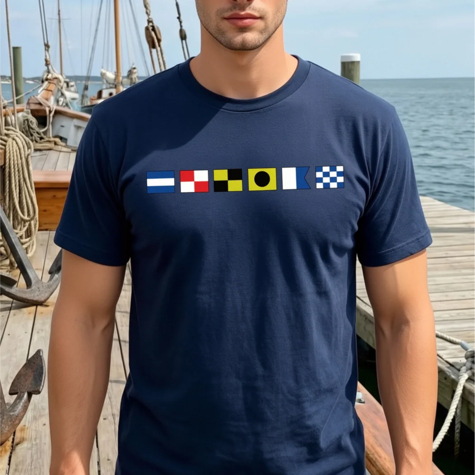 Nautical Signal Alphabet Flags Custom Message T-shirt | Gift for Yachtsmen and Women |