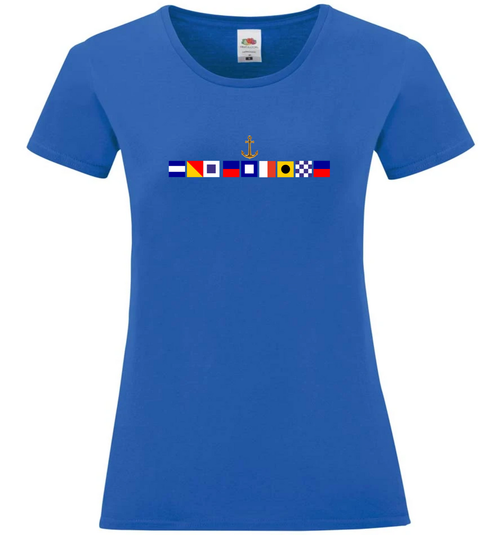 Custom Sailing Boating Name Signal Flags Ladies T-shirt | Gift |