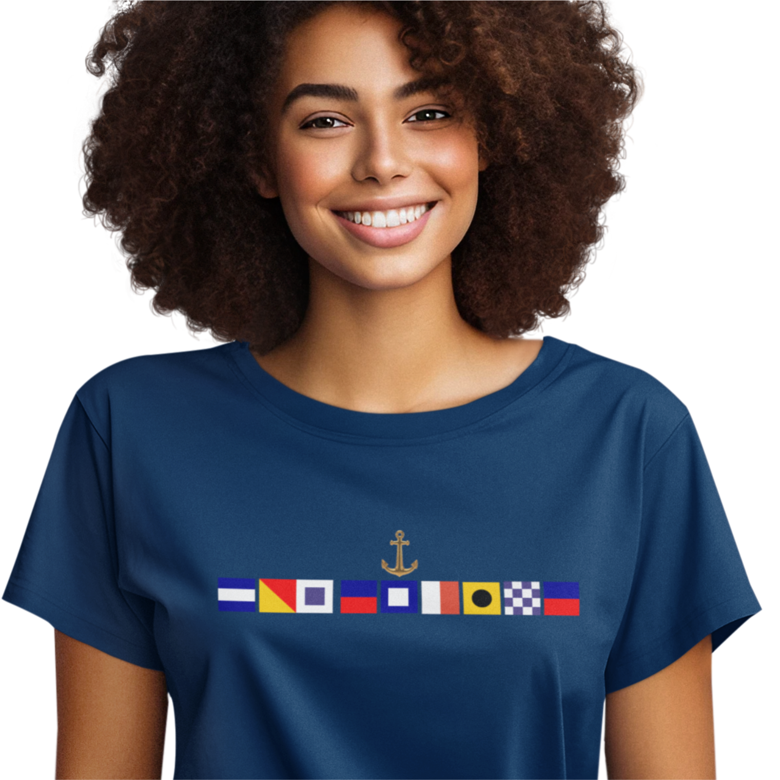 Custom Sailing Boating Name Signal Flags Ladies T-shirt | Gift |