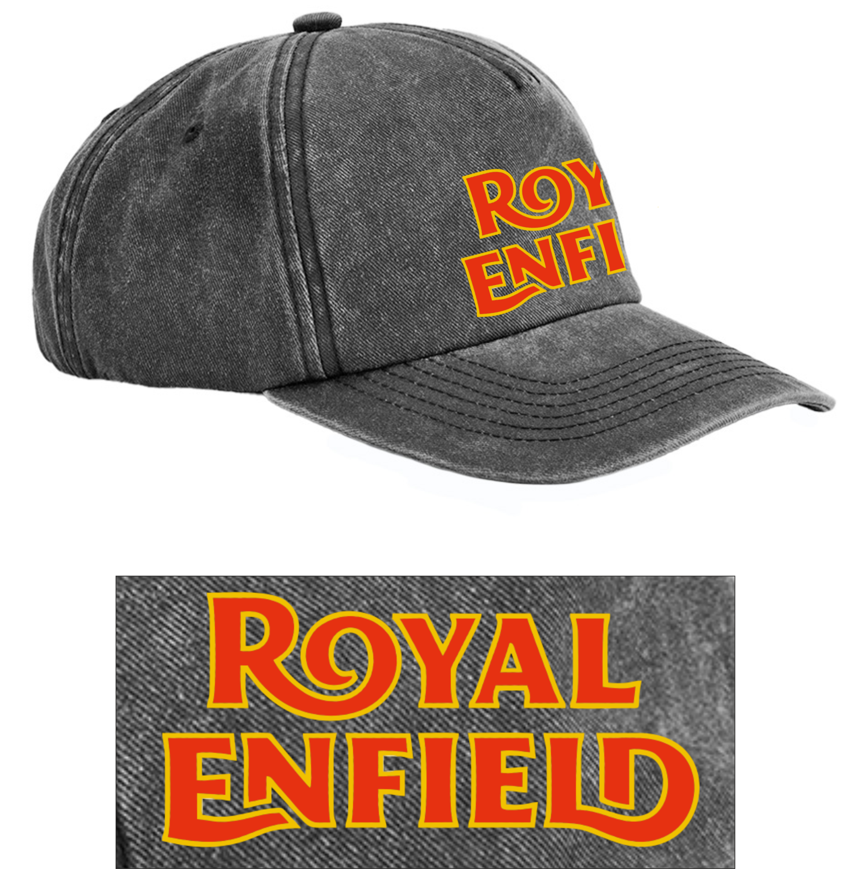 Retro Classic Royal Enfield Motorcycle Logo Relaxed 5 Panel Vintage Baseball Cap
