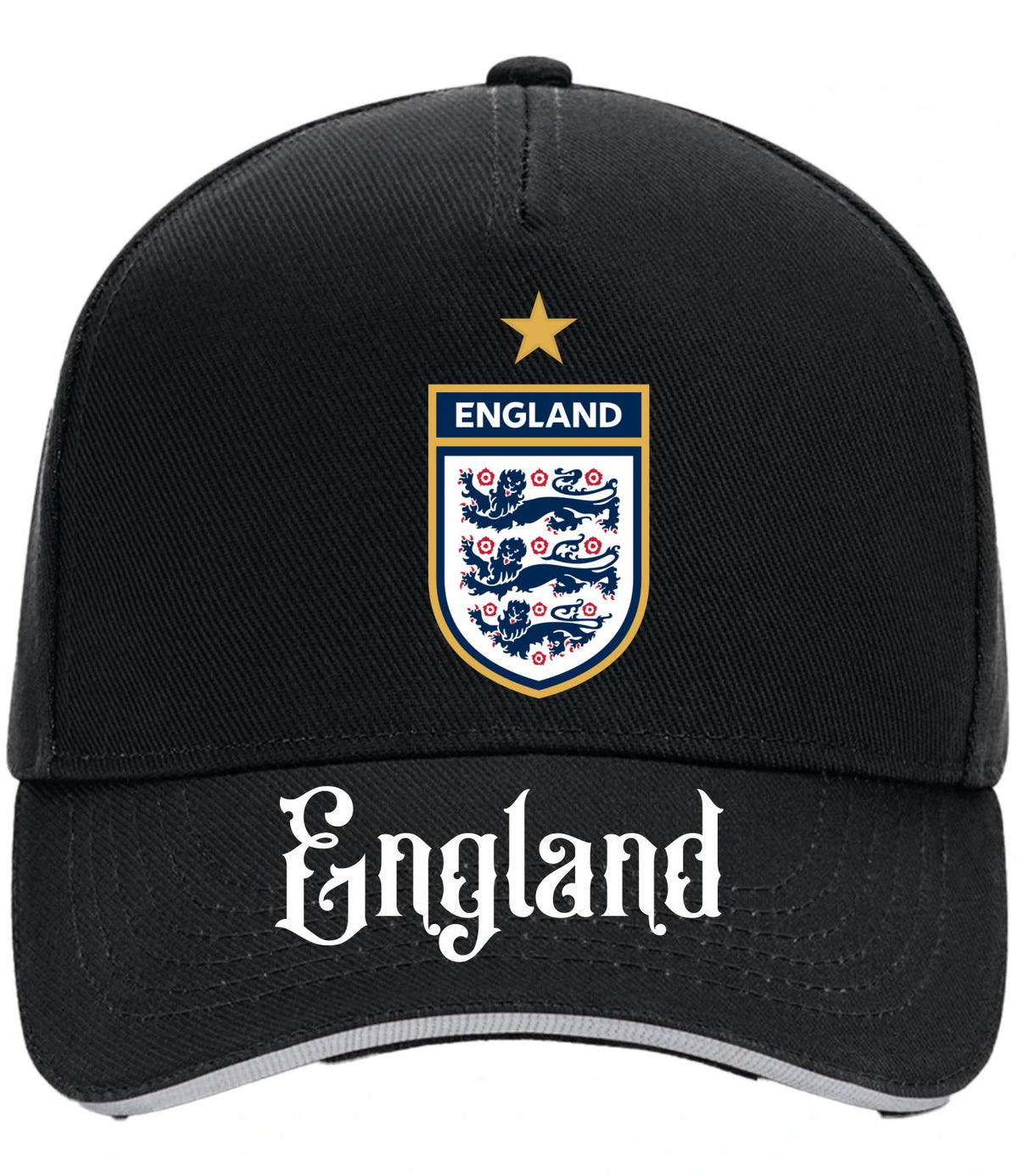 Black cap with England logo and text on a white background