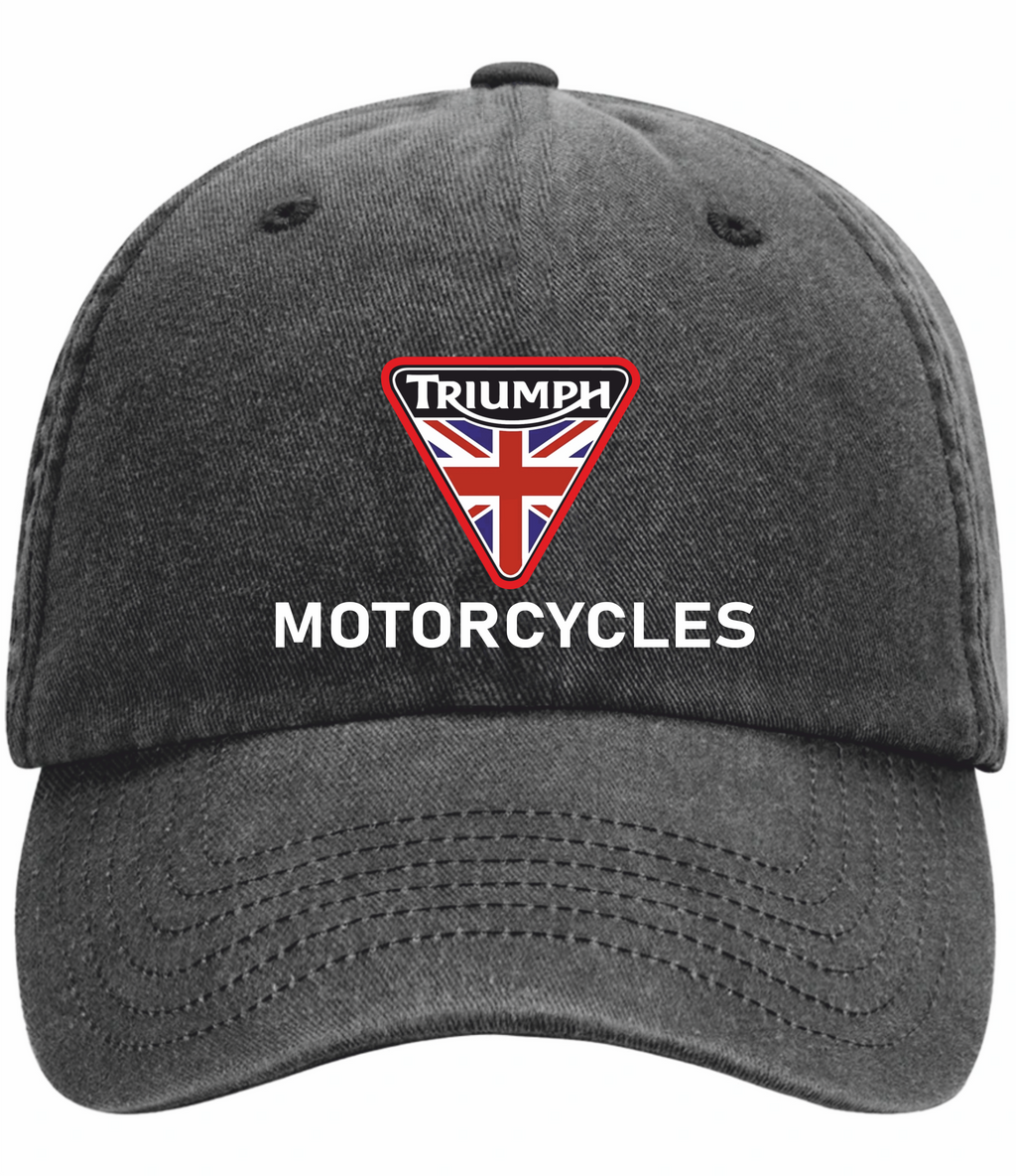 Retro Classic Triumph Motorcycle Logo Relaxed 5 Panel Vintage Baseball Cap