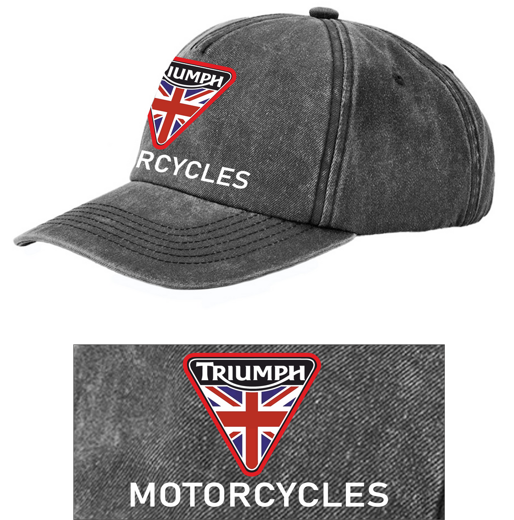 Retro Classic Triumph Motorcycle Logo Relaxed 5 Panel Vintage Baseball Cap