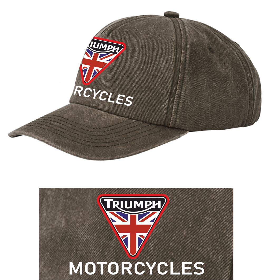 Retro Classic Triumph Motorcycle Logo Relaxed 5 Panel Vintage Baseball Cap