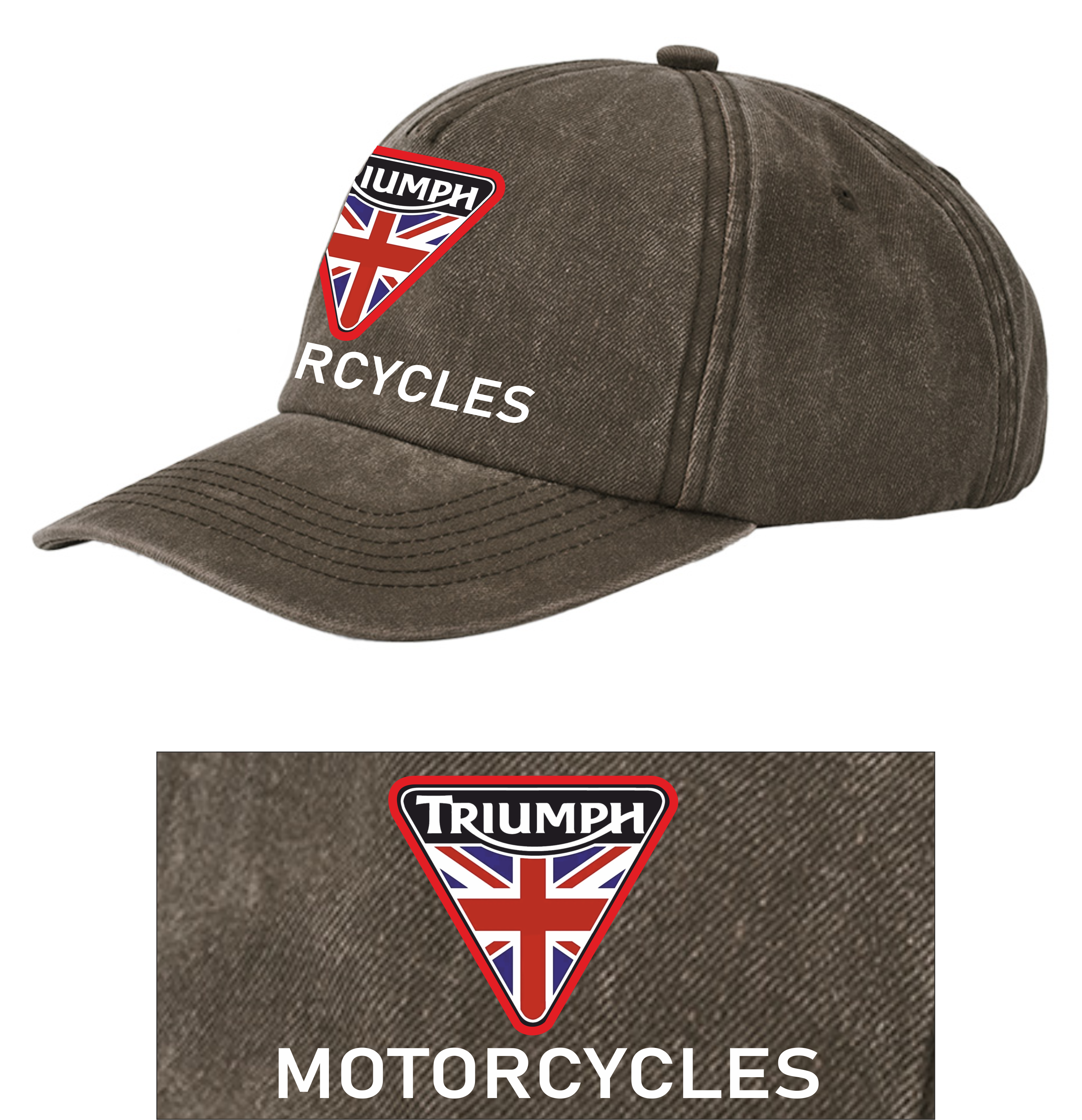Retro Classic Triumph Motorcycle Logo Relaxed 5 Panel Vintage Baseball Cap
