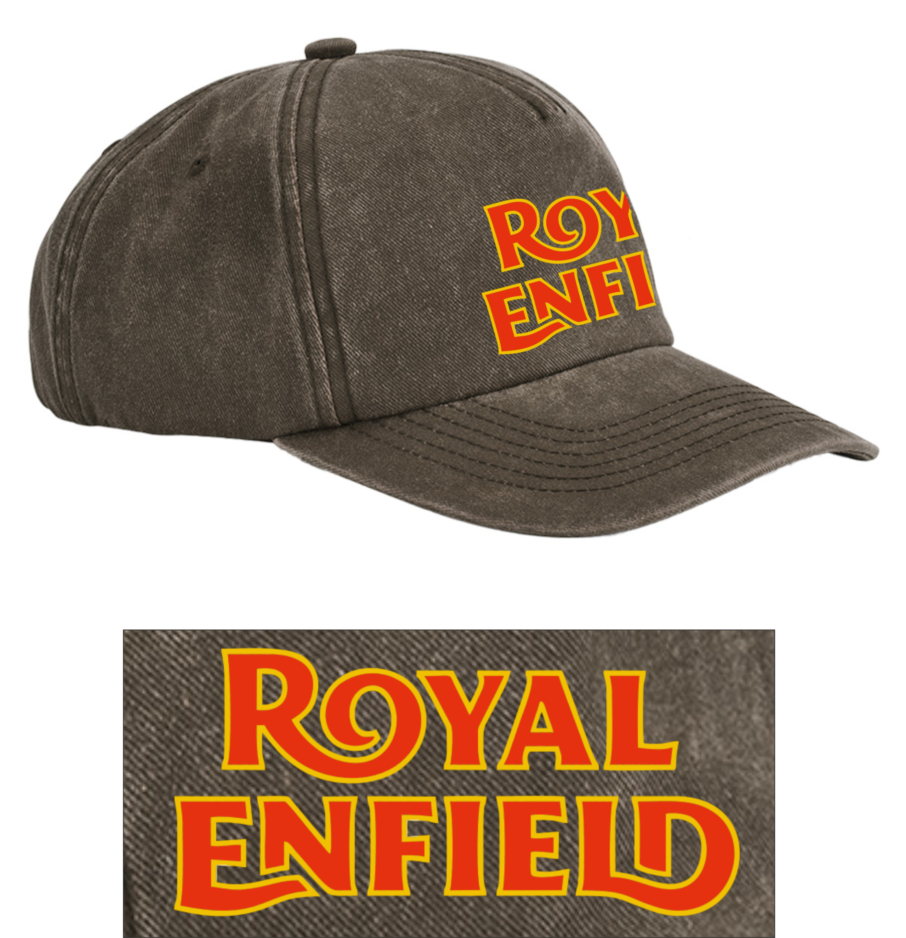 Retro Classic Royal Enfield Motorcycle Logo Relaxed 5 Panel Vintage Baseball Cap