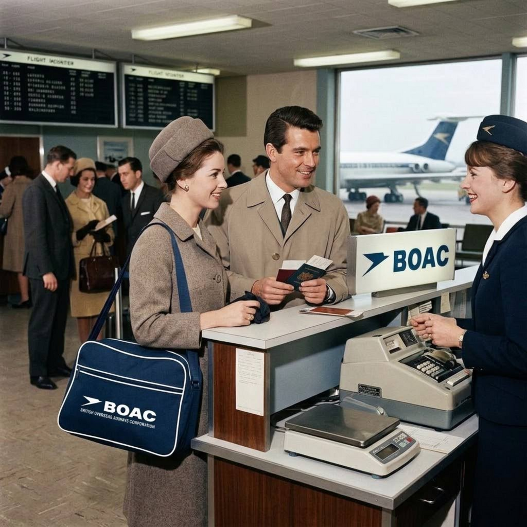 Customiseable Retro Vintage Design BOAC Airline Flight Travel Shoulder Bag