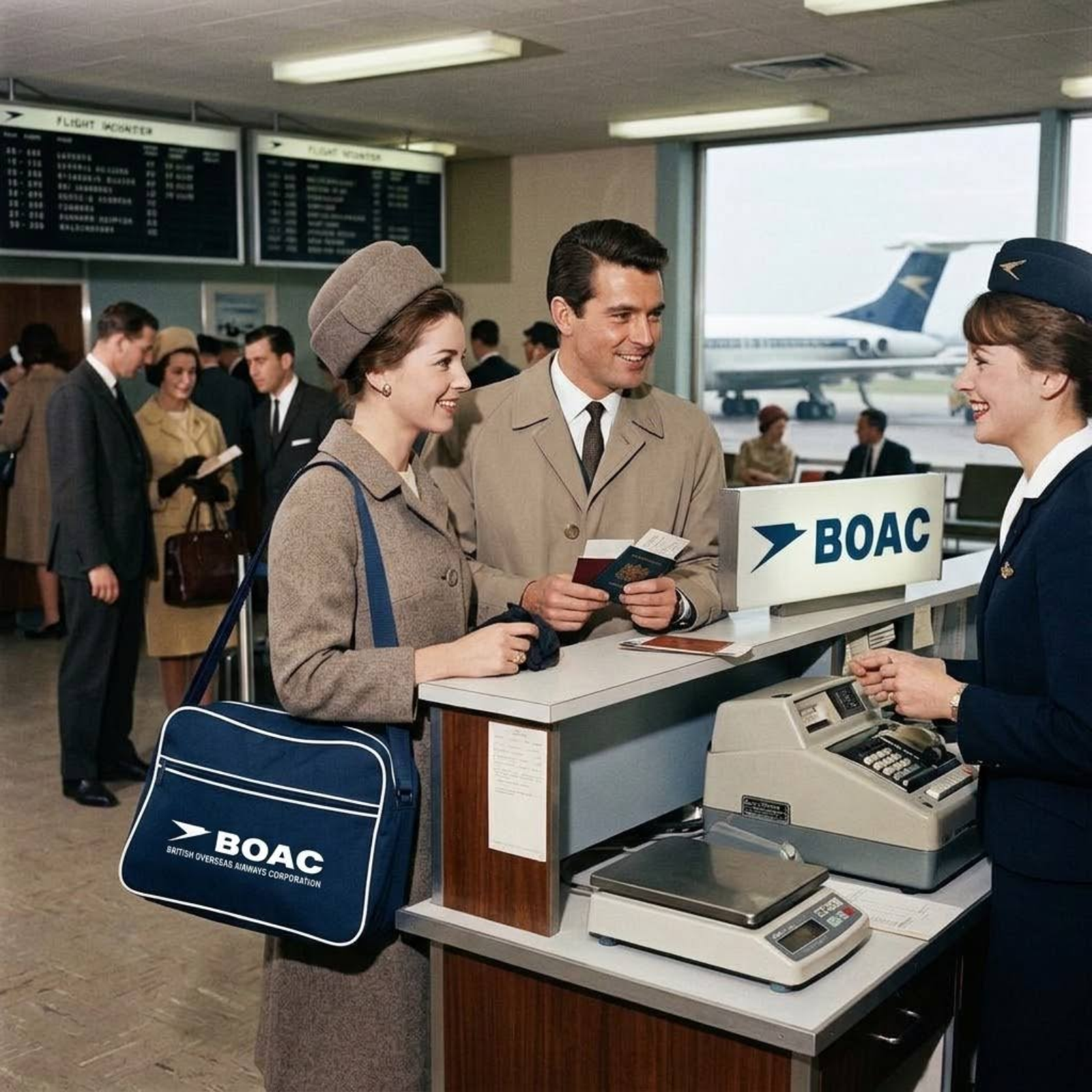 Customiseable Retro Vintage Design BOAC Airline Flight Travel Shoulder Bag