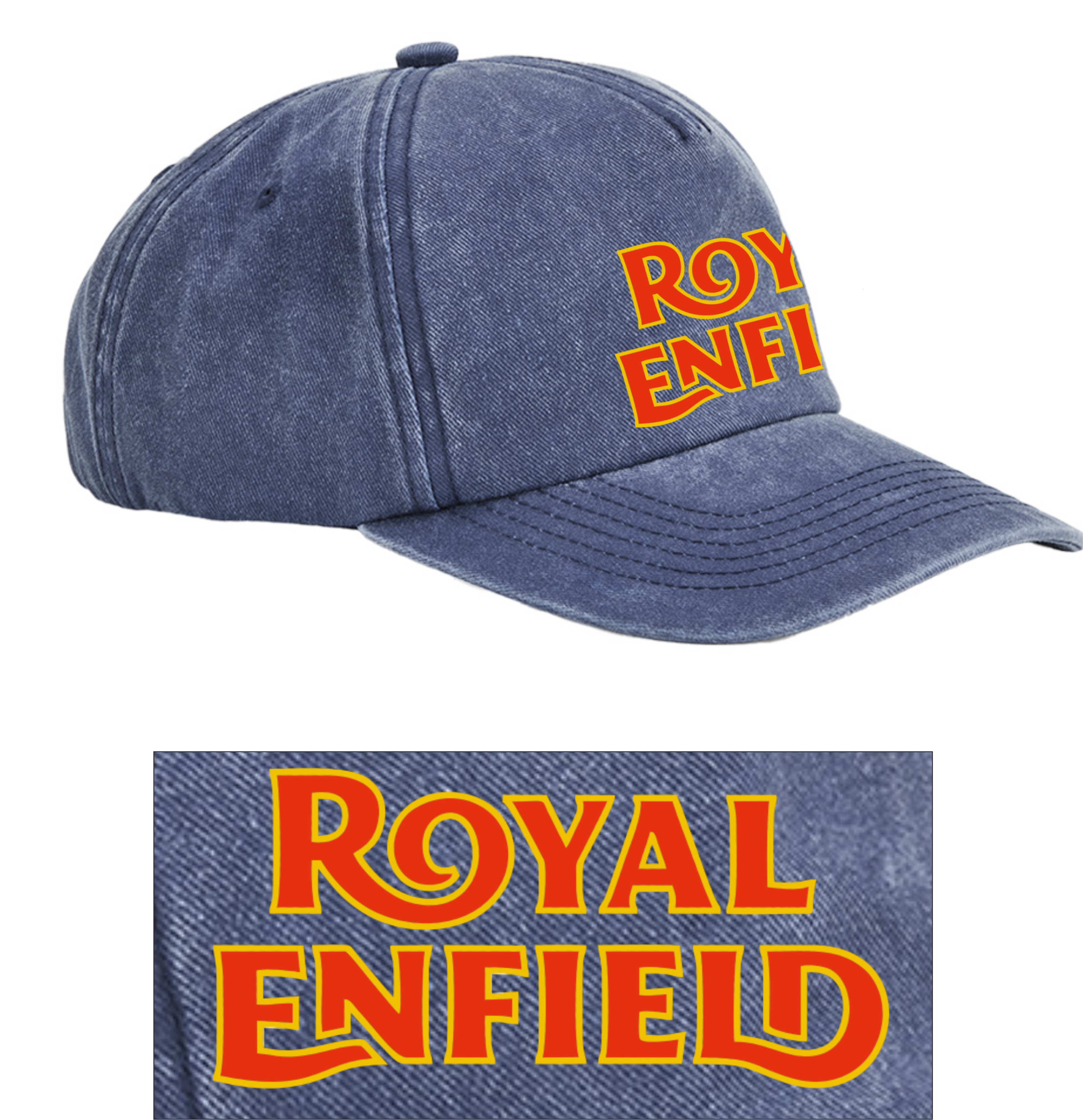 Retro Classic Royal Enfield Motorcycle Logo Relaxed 5 Panel Vintage Baseball Cap