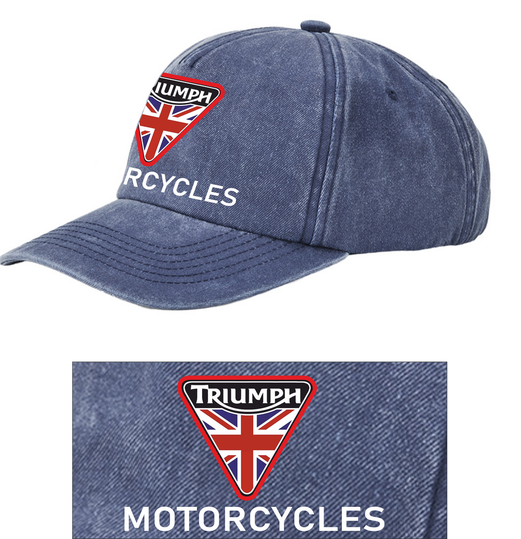Retro Classic Triumph Motorcycle Logo Relaxed 5 Panel Vintage Baseball Cap