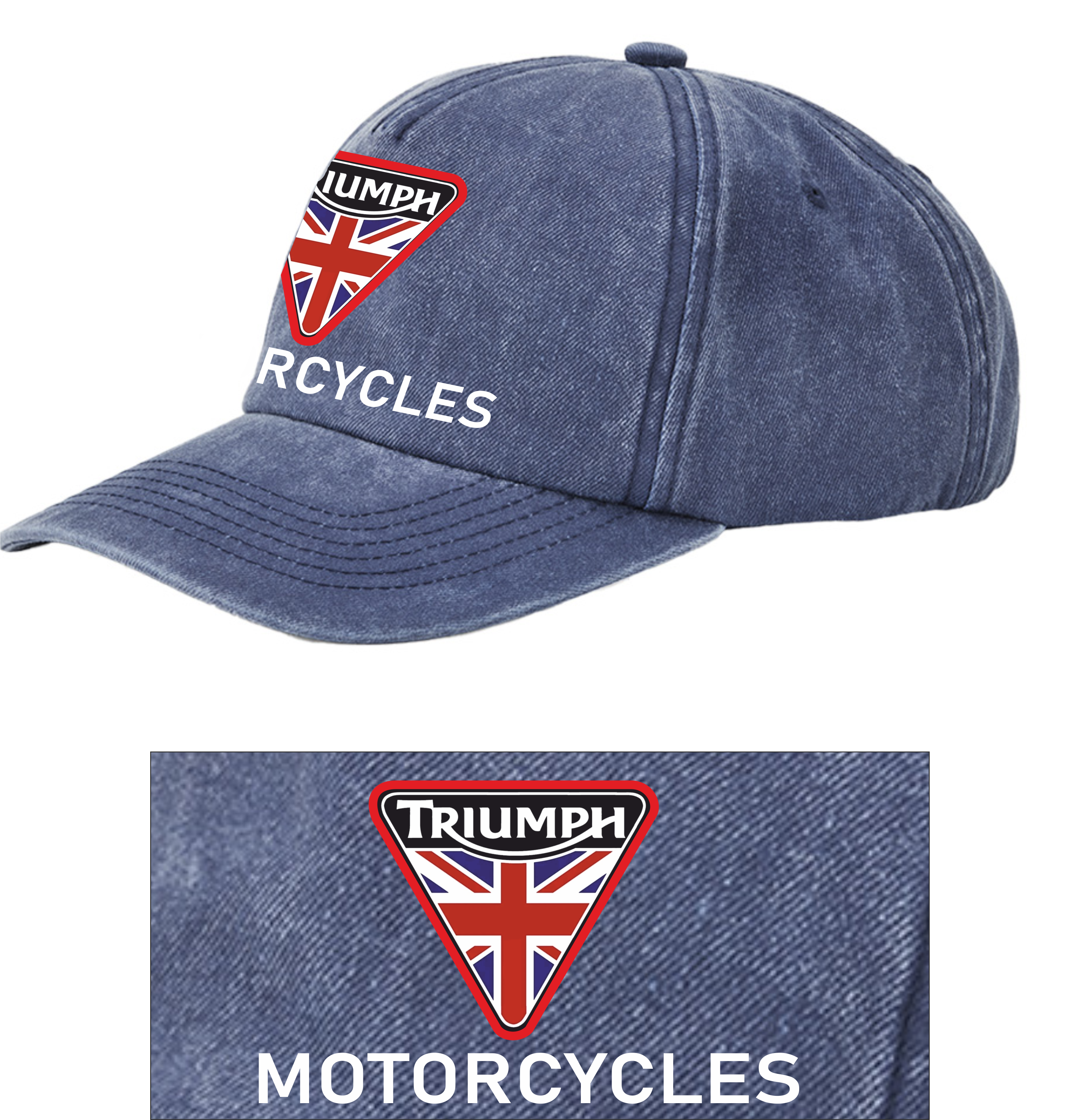 Retro Classic Triumph Motorcycle Logo Relaxed 5 Panel Vintage Baseball Cap