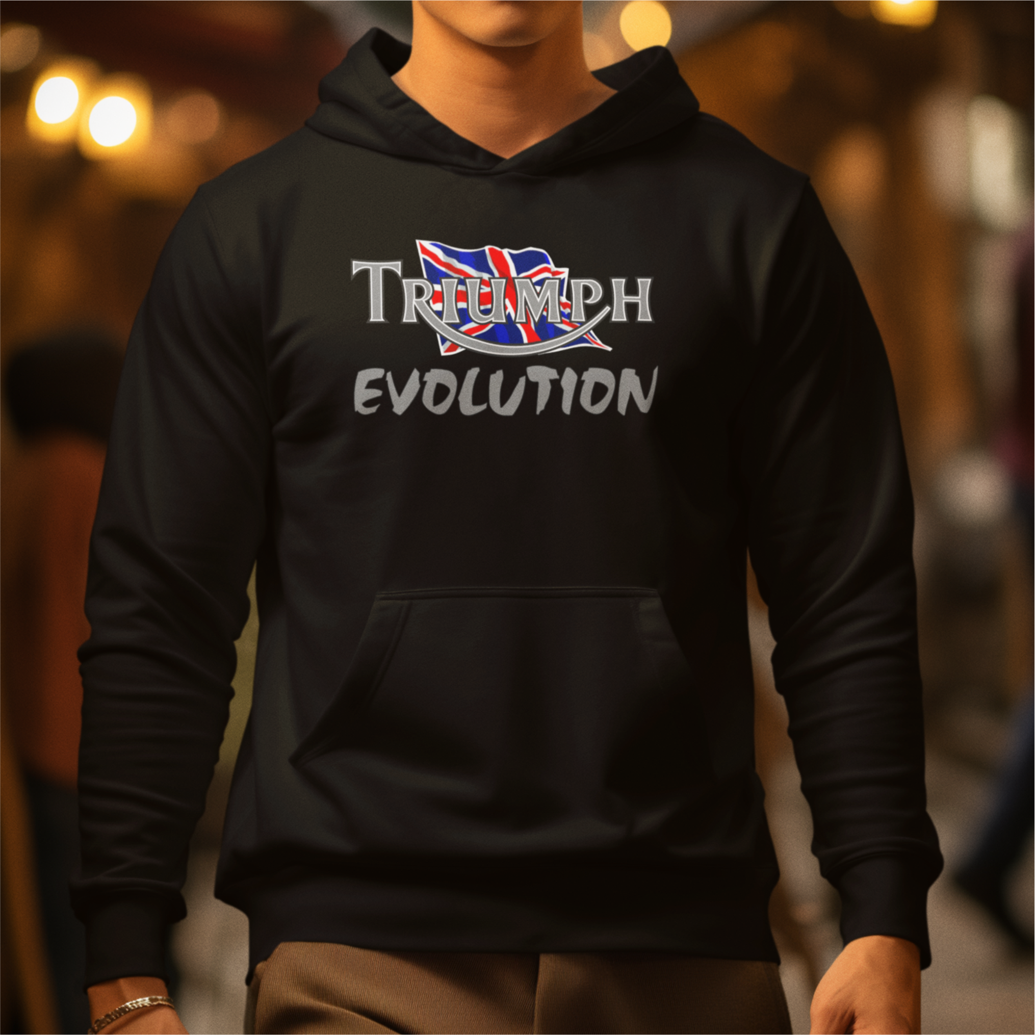 Customisable Retro Classic English Triumph Evolution Biker Premium Hooded Sweatshirt