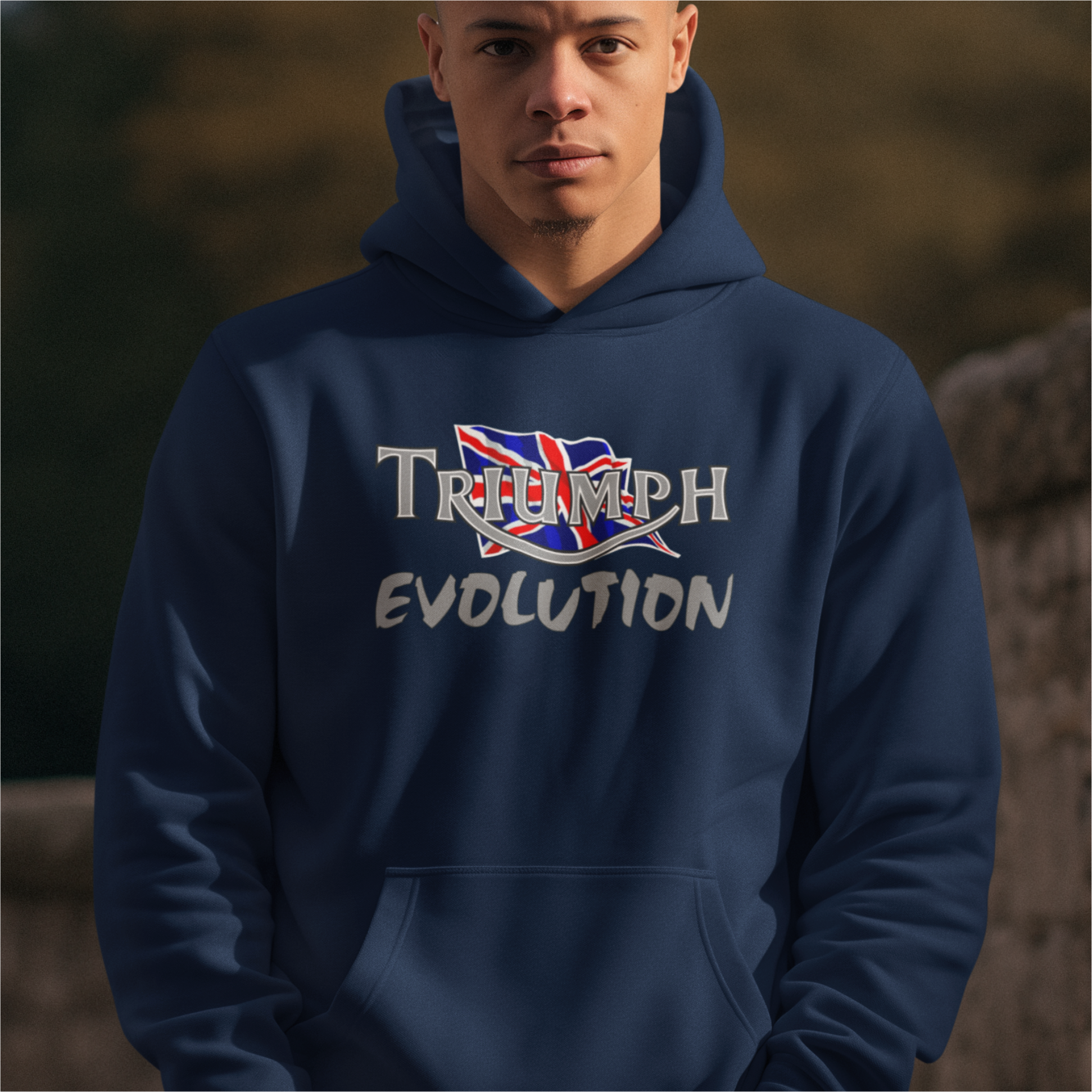 Customisable Retro Classic English Triumph Evolution Biker Premium Hooded Sweatshirt
