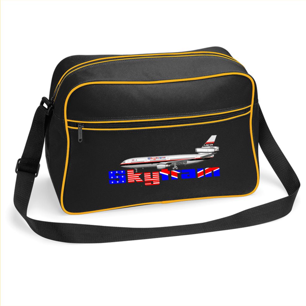 Signature Apparel - customiseable-retro-vintage-design-laker-sky-train-airline-flight-travel-shoulder-bag