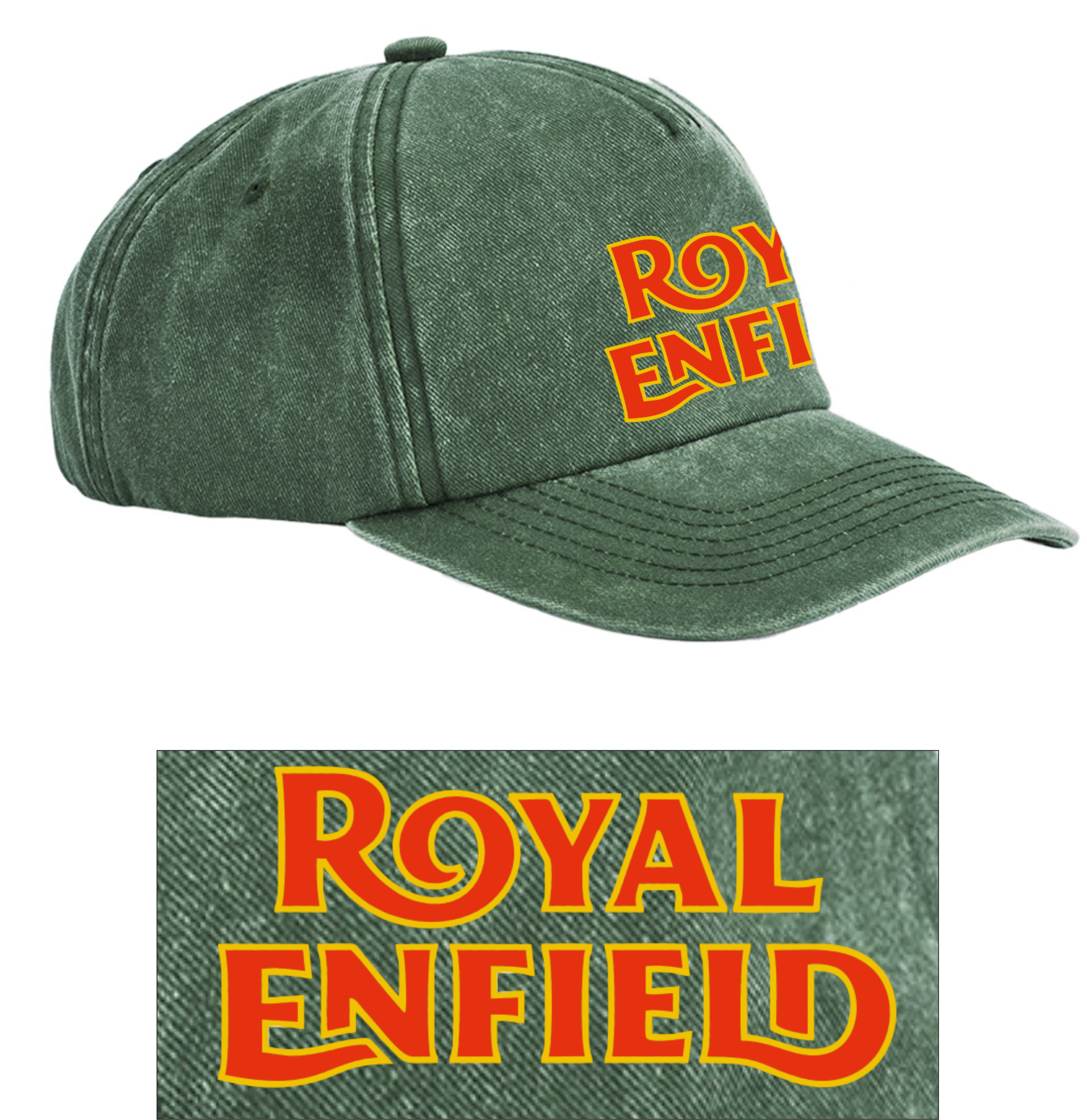 Retro Classic Royal Enfield Motorcycle Logo Relaxed 5 Panel Vintage Baseball Cap