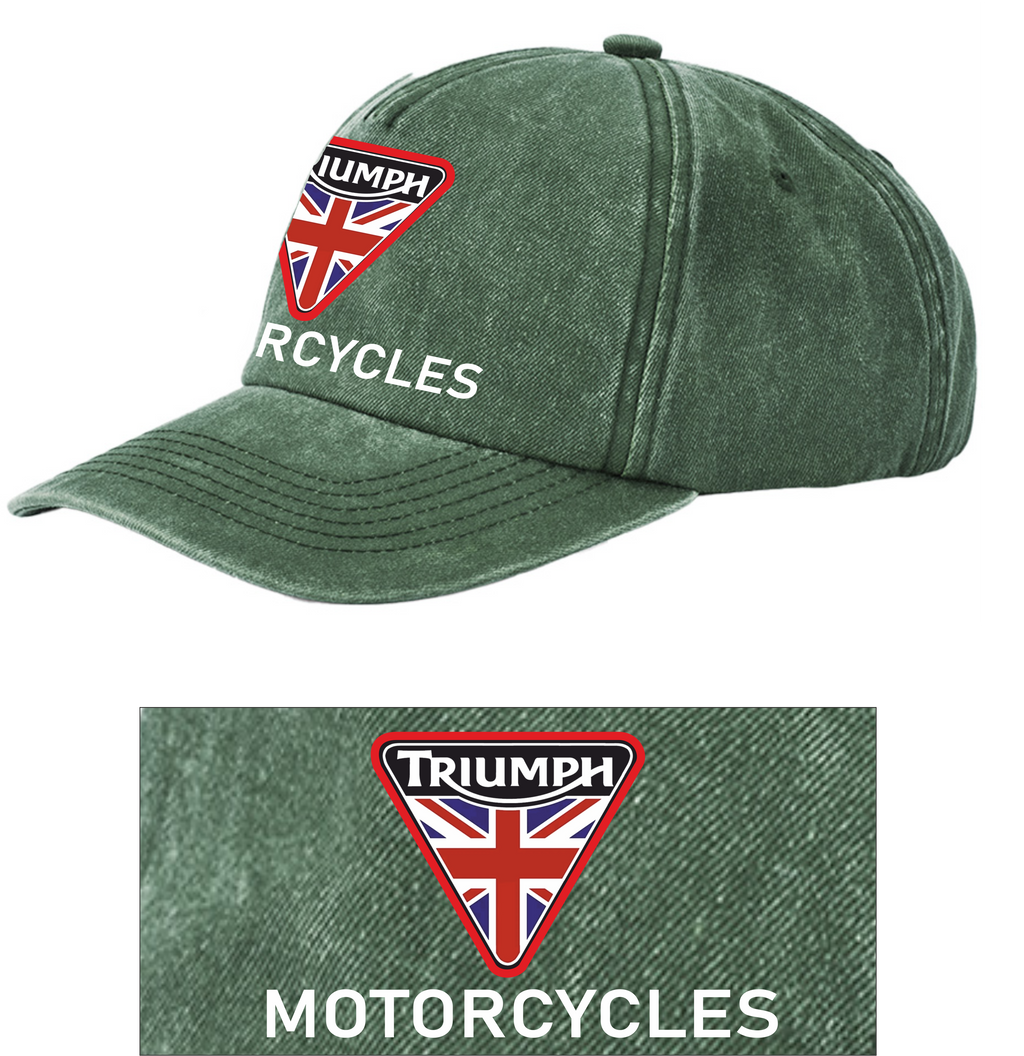 Retro Classic Triumph Motorcycle Logo Relaxed 5 Panel Vintage Baseball Cap