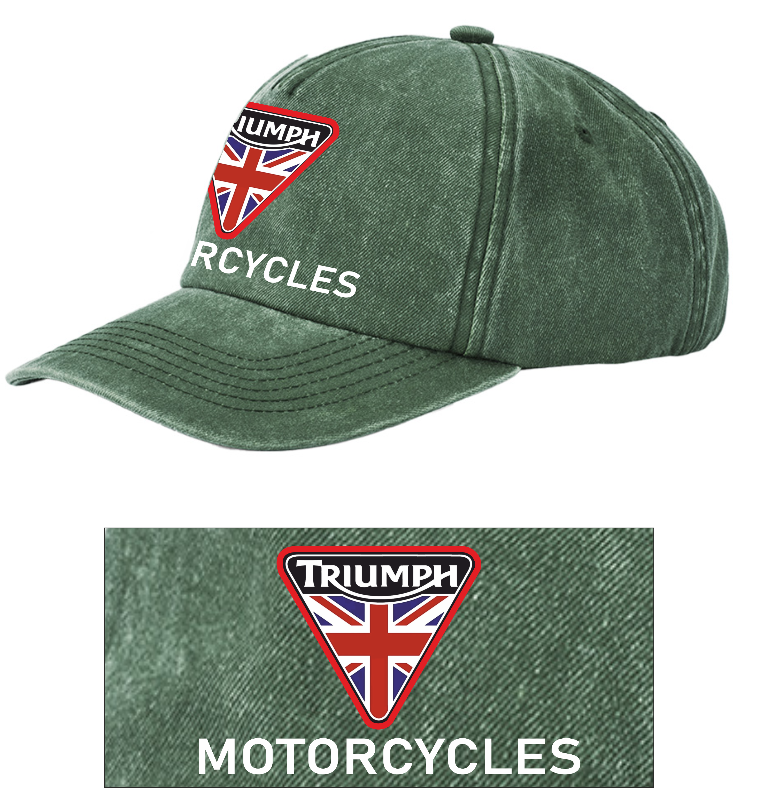 Retro Classic Triumph Motorcycle Logo Relaxed 5 Panel Vintage Baseball Cap