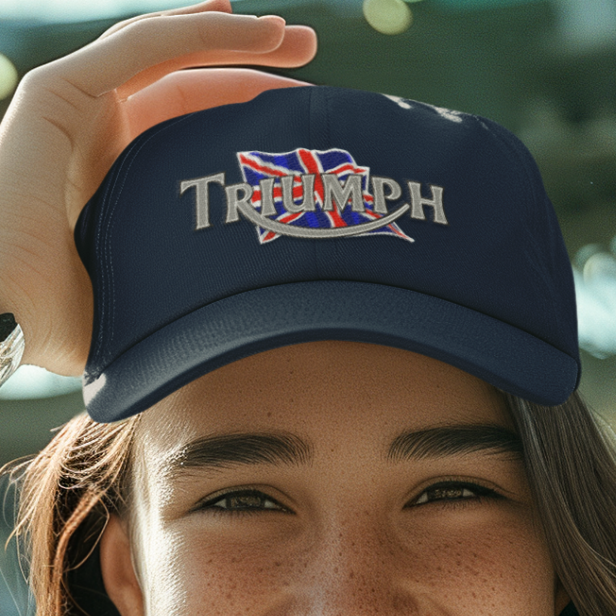 Custom Retro Classic English Triumph Motorcycle Logo Biker Baseball Cap